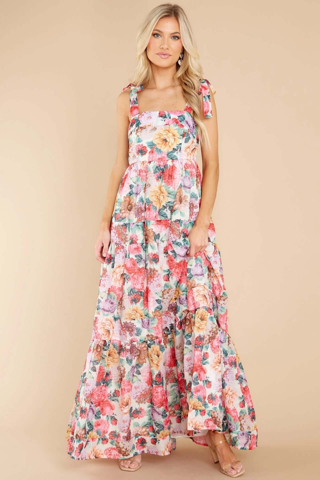 Ethereal Blooms: Floral Wide Strap Maxi Dress