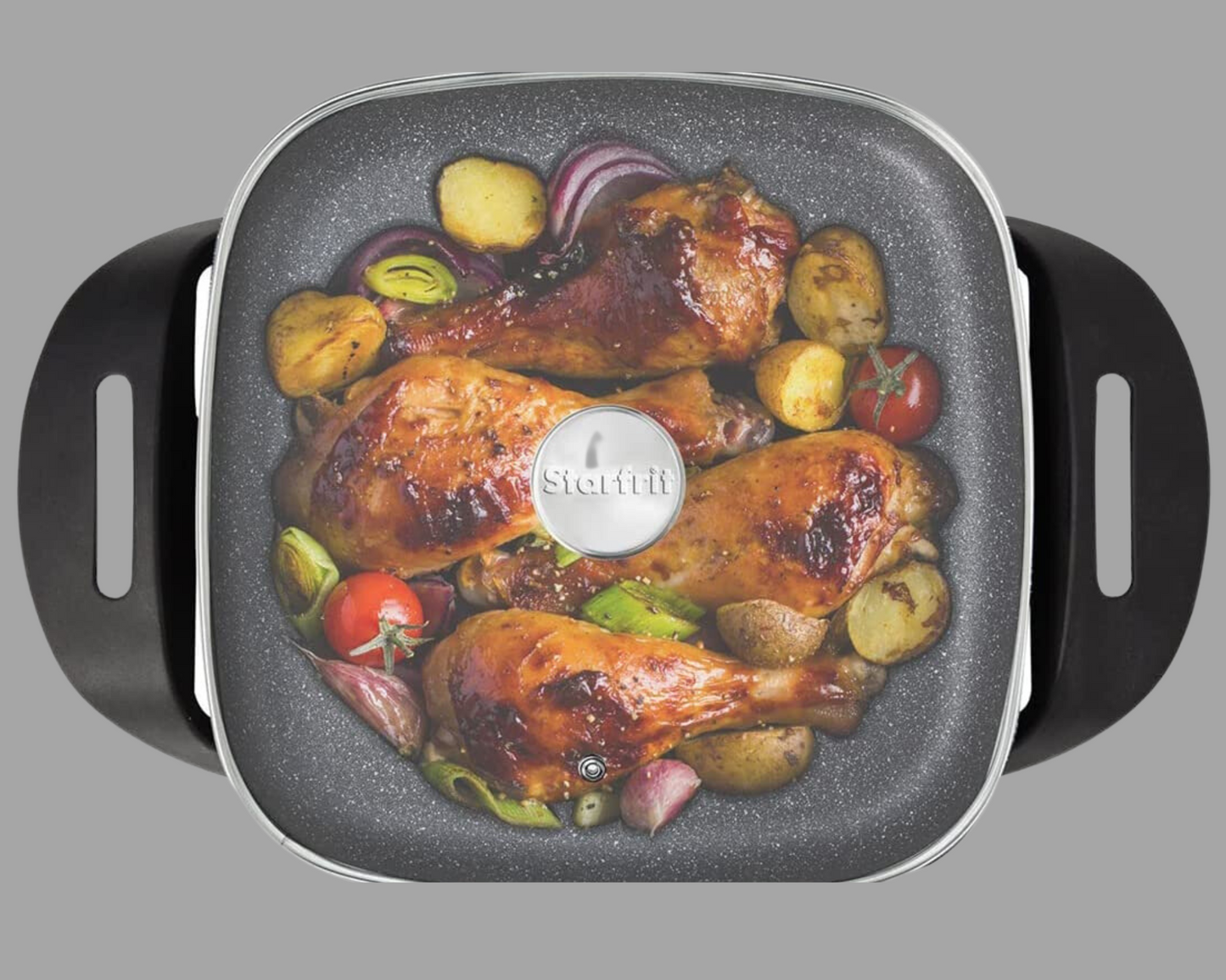 Starfrit Die-Cast Aluminum Nonstick 10-Inch Sq Grill Pan with Foldable Handle | GreenLifeHuman Emporium