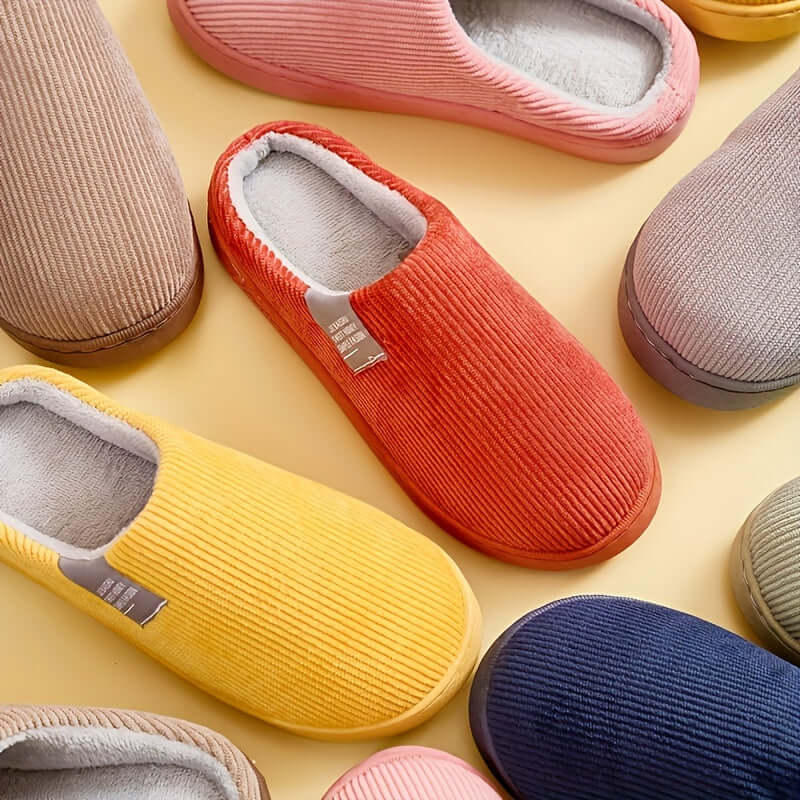 Anti-Slip Soft Plush Cozy Ribbed Corduroy House Slippers | GreenLifeHuman Emporium