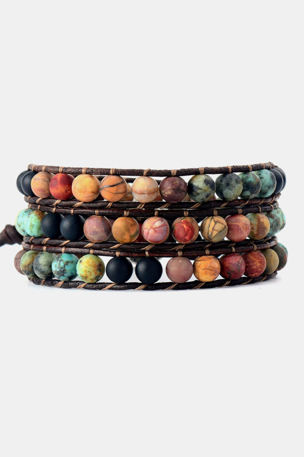 Handmade Layered Agate Bead Bracelet