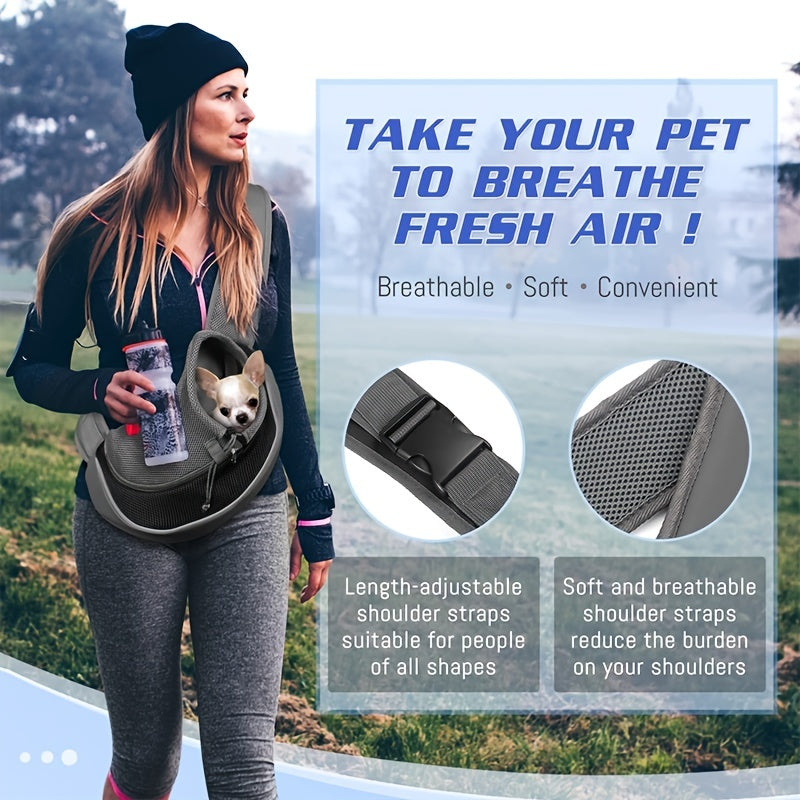 On-the-Go Comfort: Reflective Pet Sling with Breathable Mesh Fabric | GreenLifeHuman Emporium