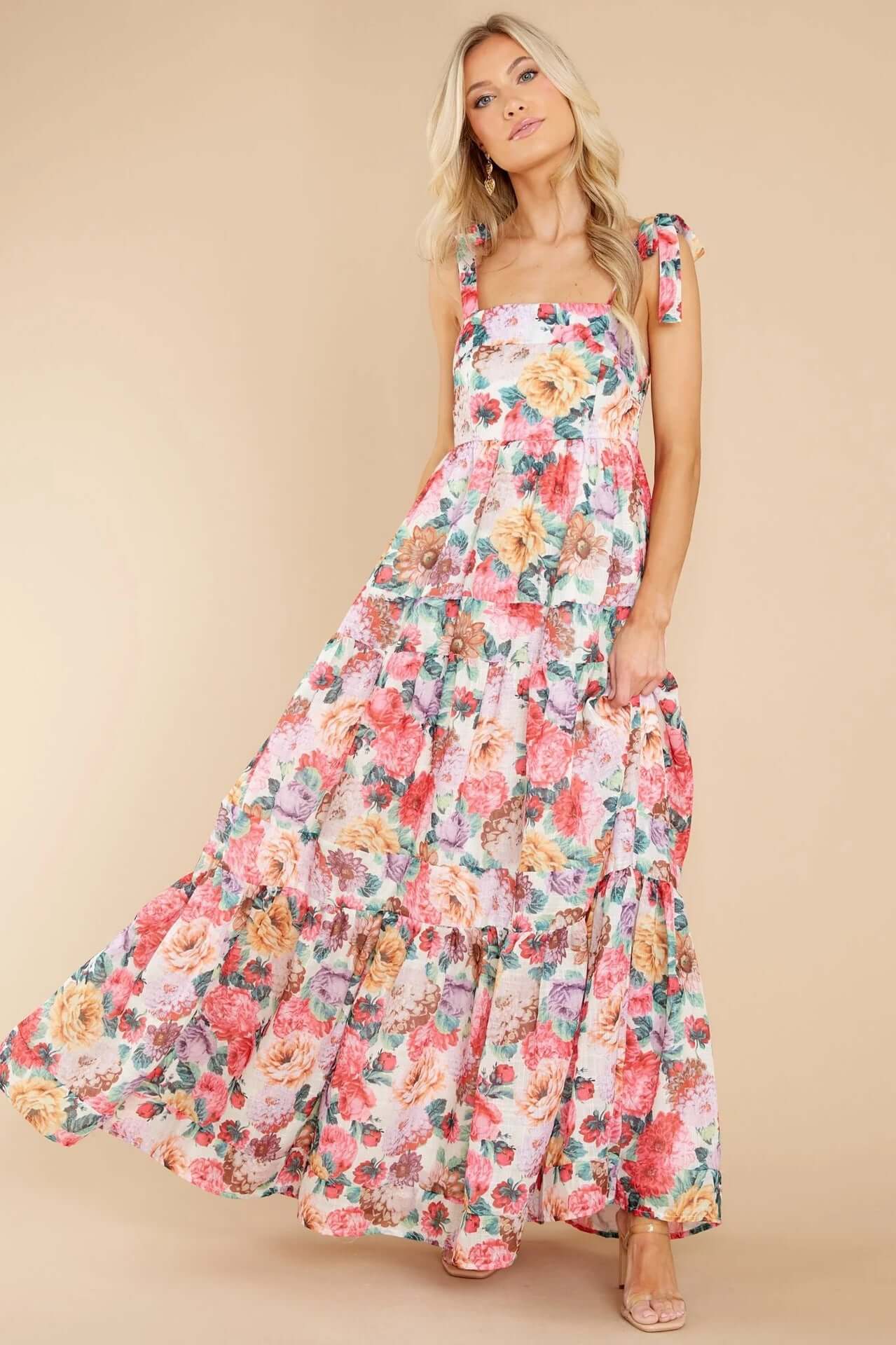 Ethereal Blooms: Floral Wide Strap Maxi Dress