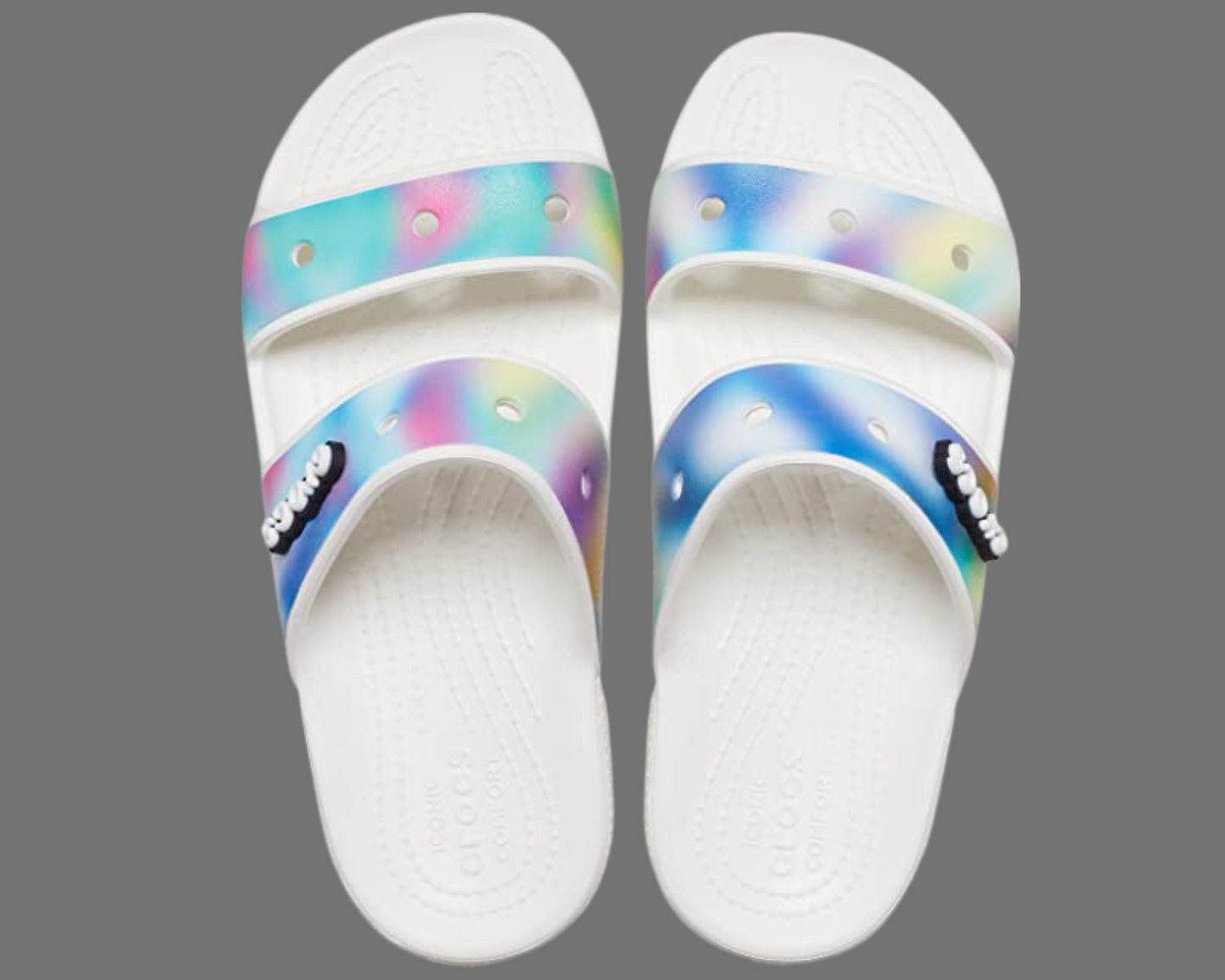Crocs Tie Dye Two-Strap Slide Sandals Comes with Set of JIBBITZ | GreenLifeHuman Emporium