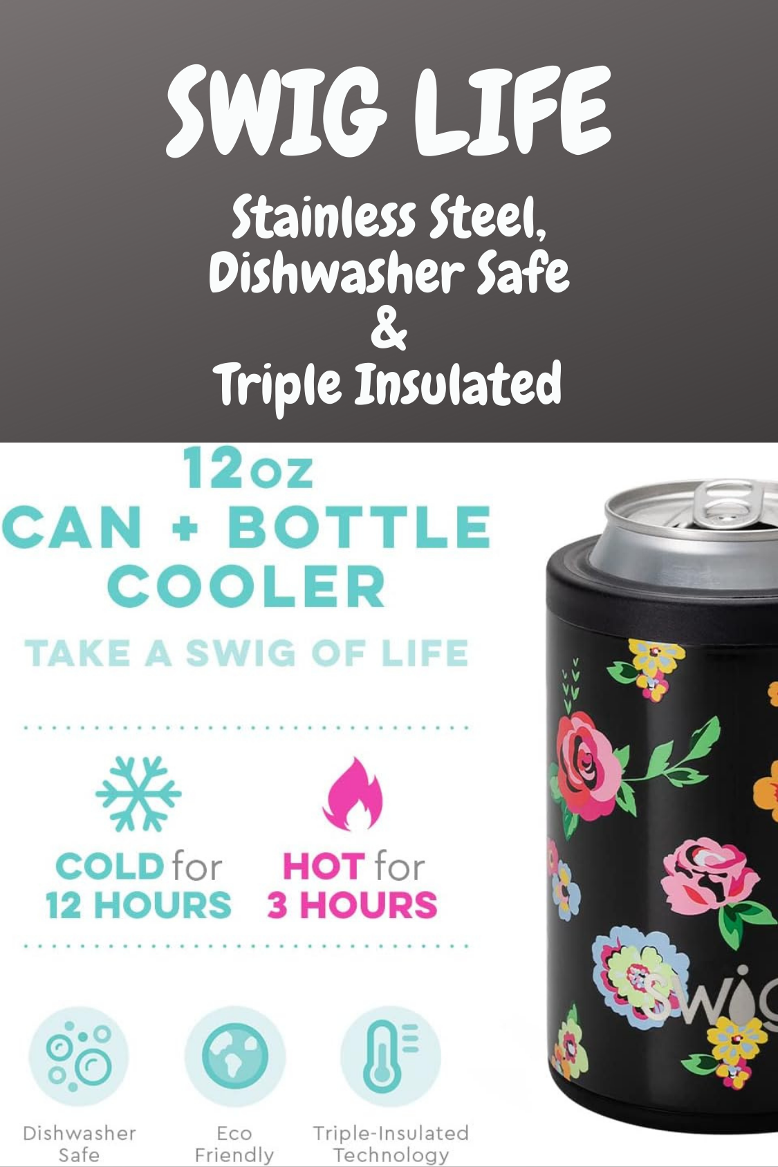 Swig Life Can Sleeve Bottle Cooler Stainless Steel Triple Insulated Size 12oz | GreenLifeHuman Emporium