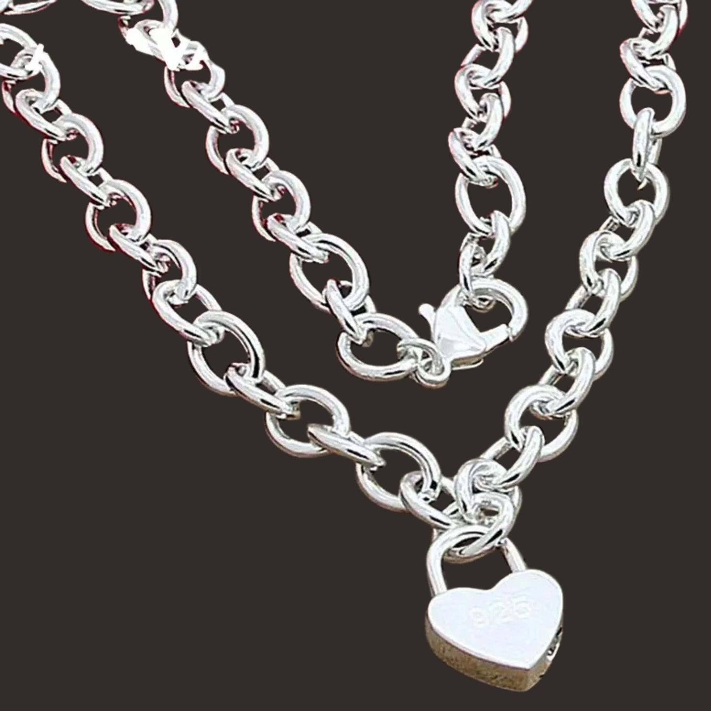 Hypoallergenic 925 Sterling Silver Heart Pendant Necklace