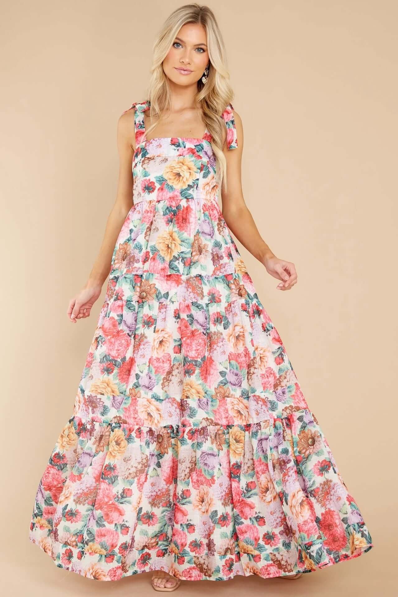 Ethereal Blooms: Floral Wide Strap Maxi Dress