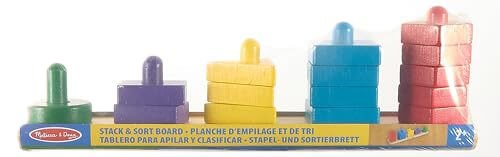 Melissa & Doug Stack and Sort Board (Wooden Educational Toy With 15 Solid Wood Pieces)