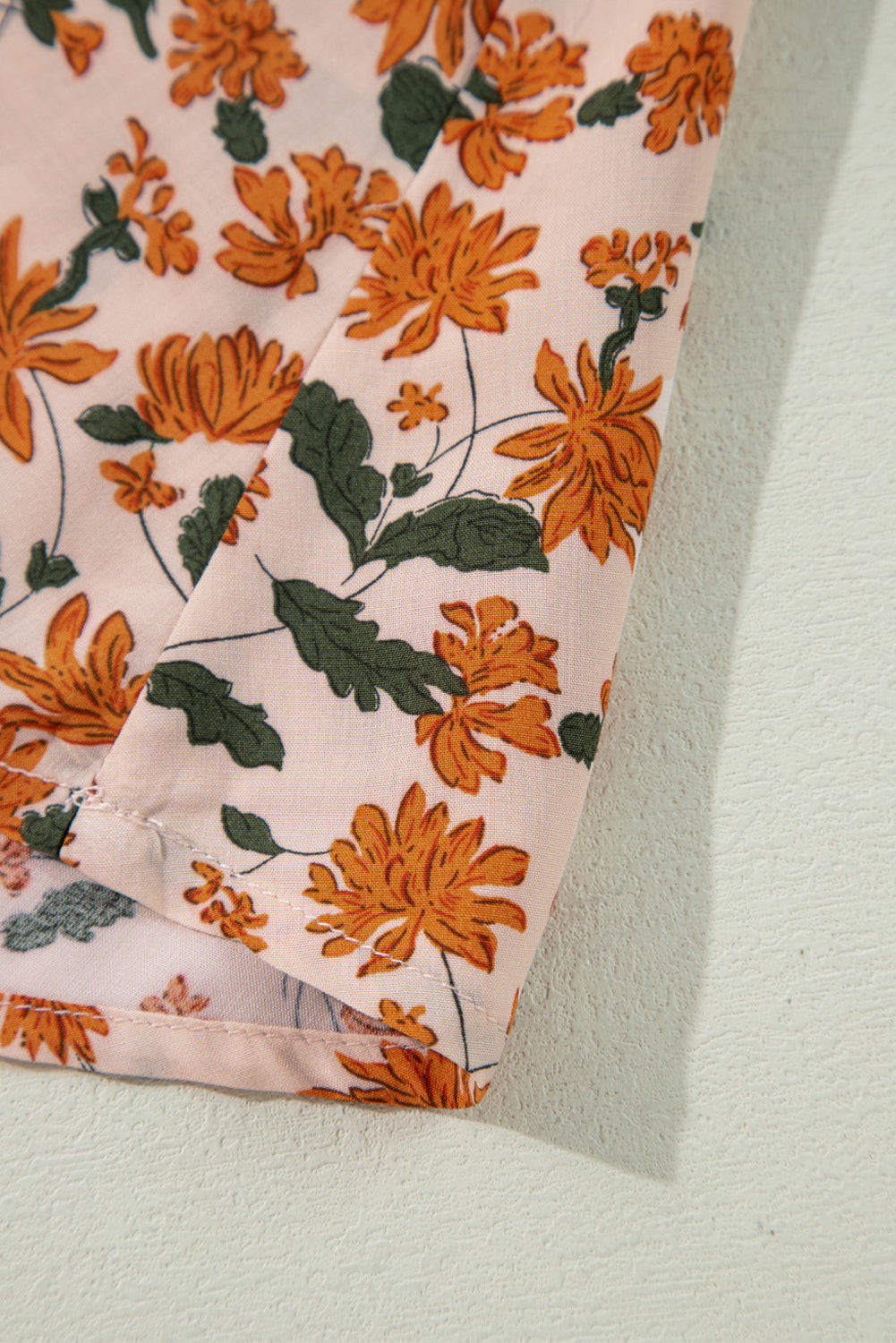 Floral Elegance: Floral Beige Babydoll Dress 100% Viscose