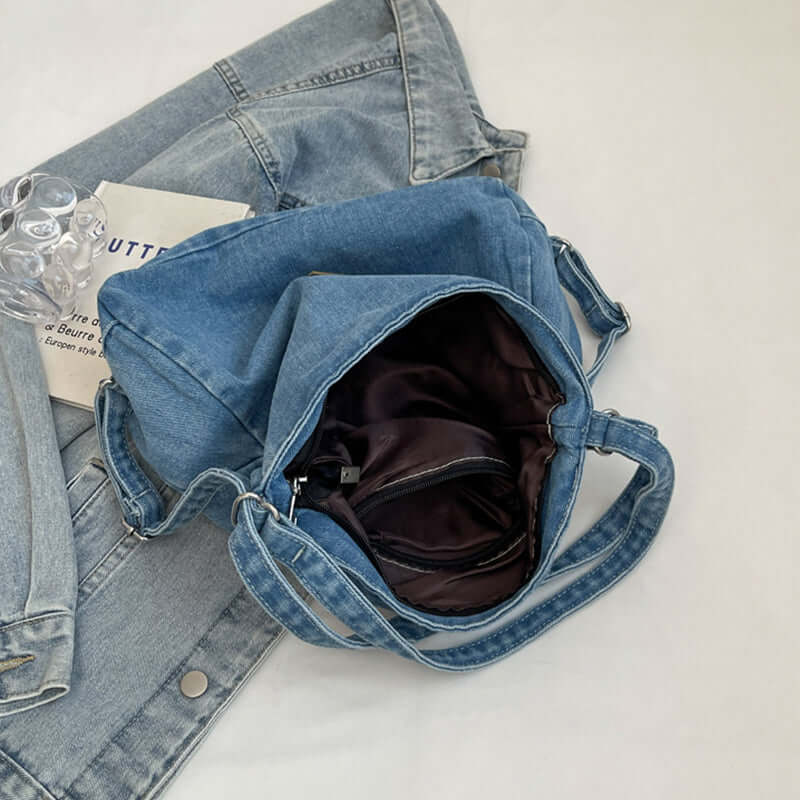 Denim Chic: Adjustable Strap Shoulder Bag