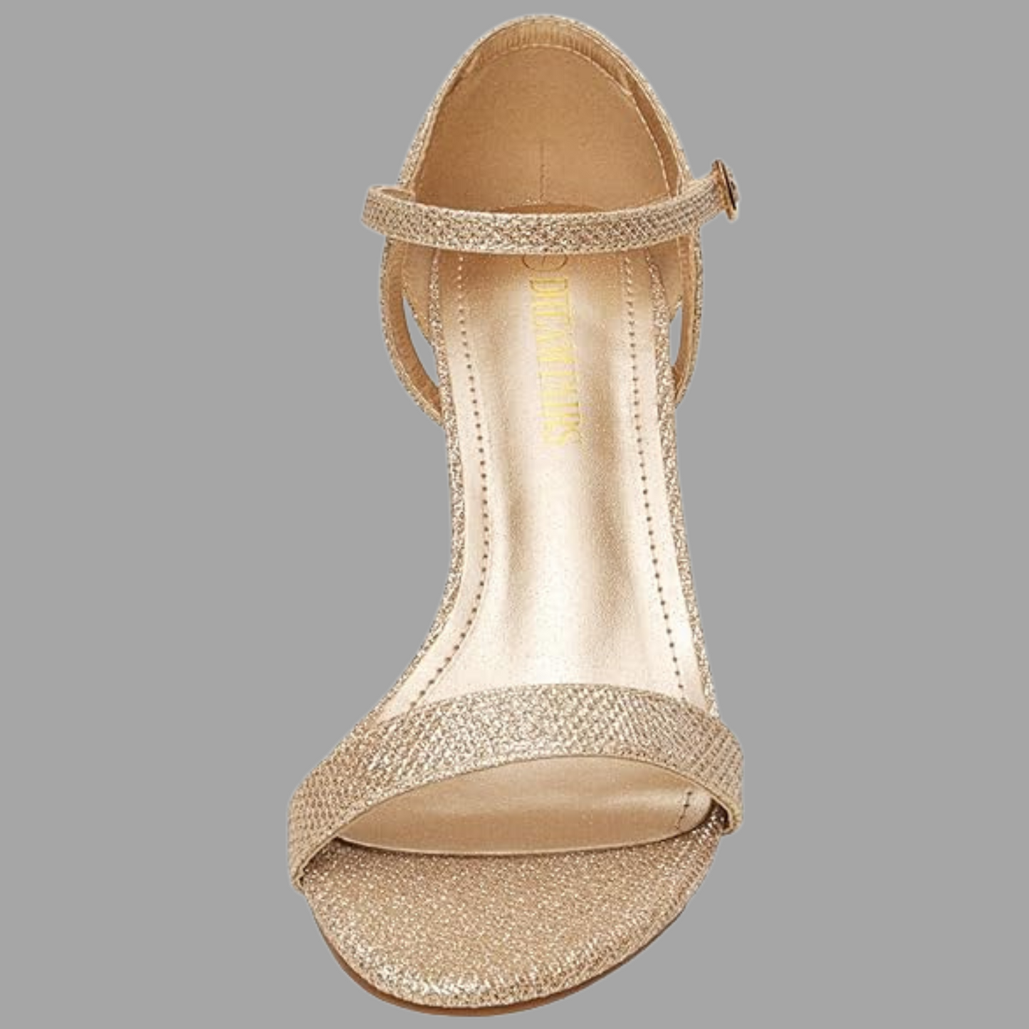 Radiant Sparkle: LEXII Gold Glitter Stiletto Pumps Open Toe Heel Pumps