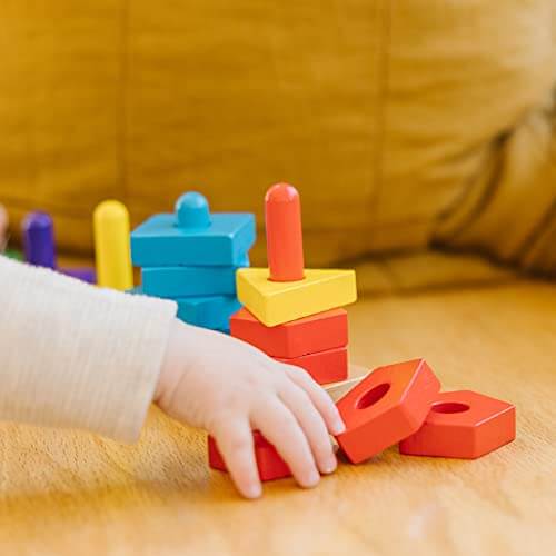Melissa & Doug Stack and Sort Board (Wooden Educational Toy With 15 Solid Wood Pieces)