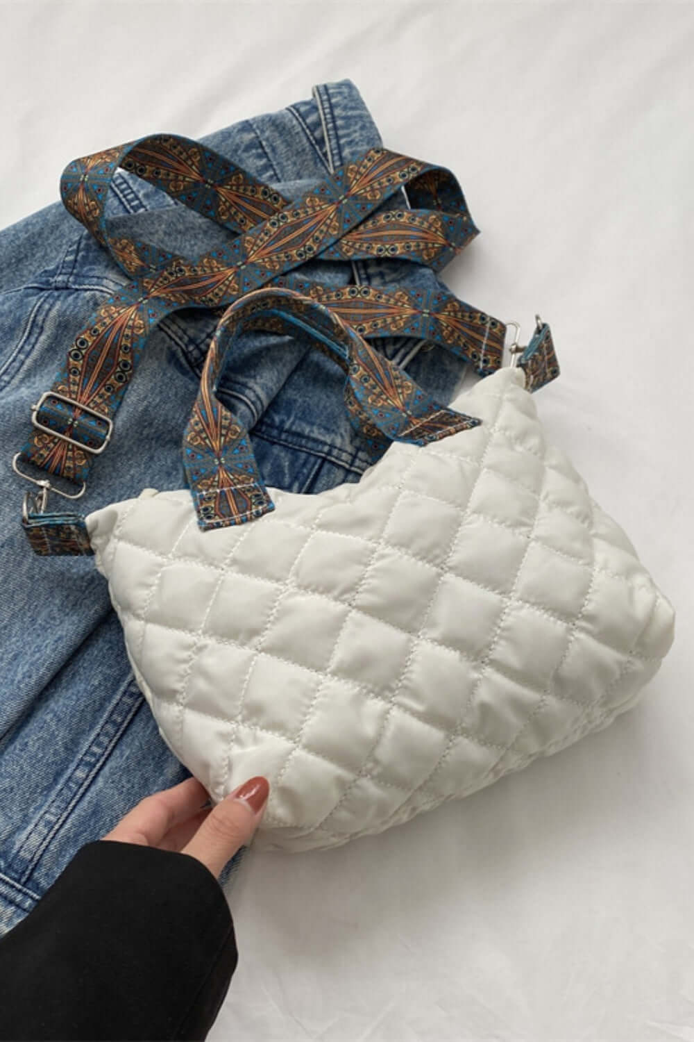 Fashion Pop: Bubble Textured Handbag with Printed Strap
