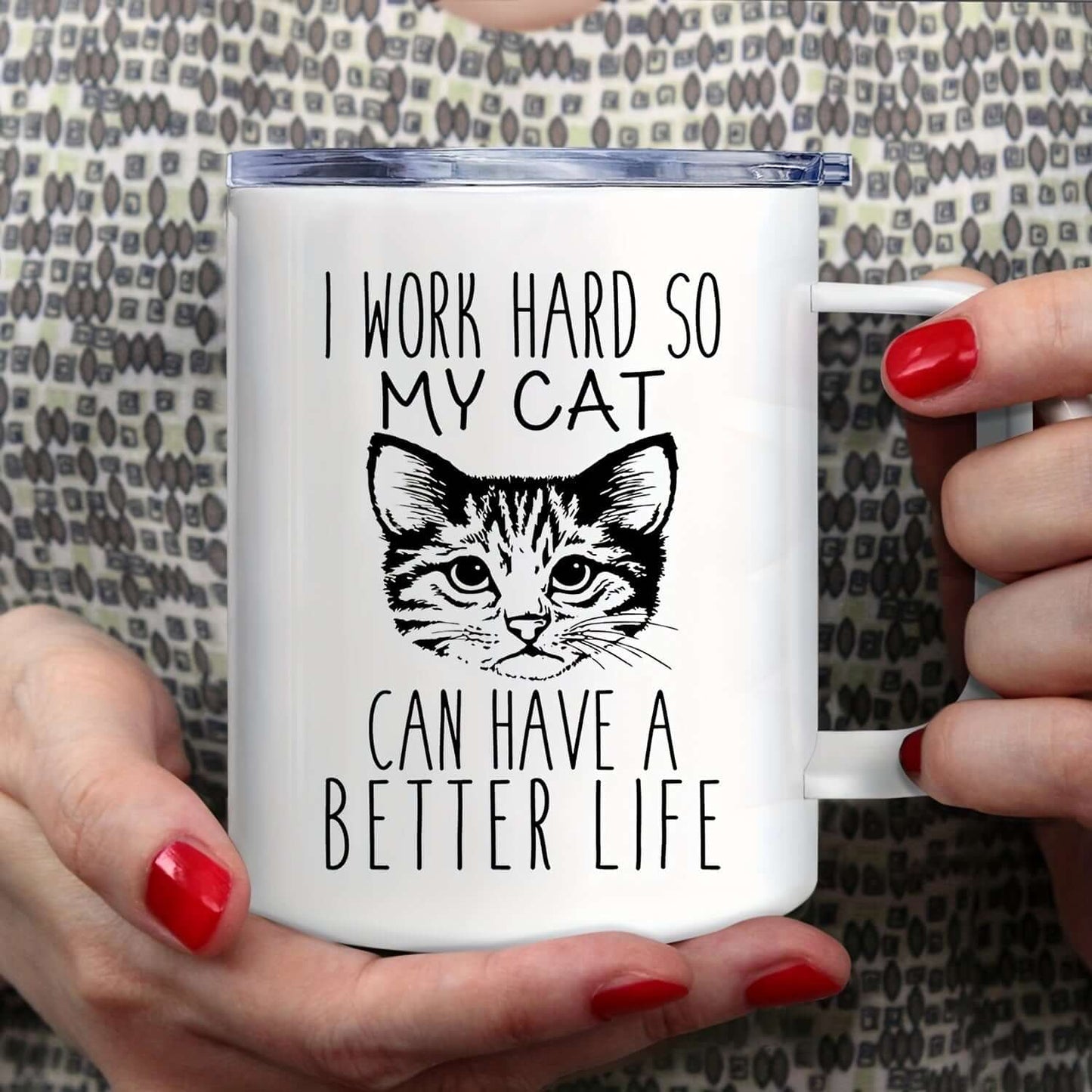 Feline Motivation: 12oz Travel Mug for Cat Lovers