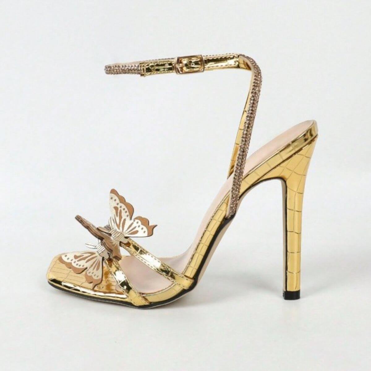 Graceful Steps: Butterfly Ankle Strap Stiletto Sandals