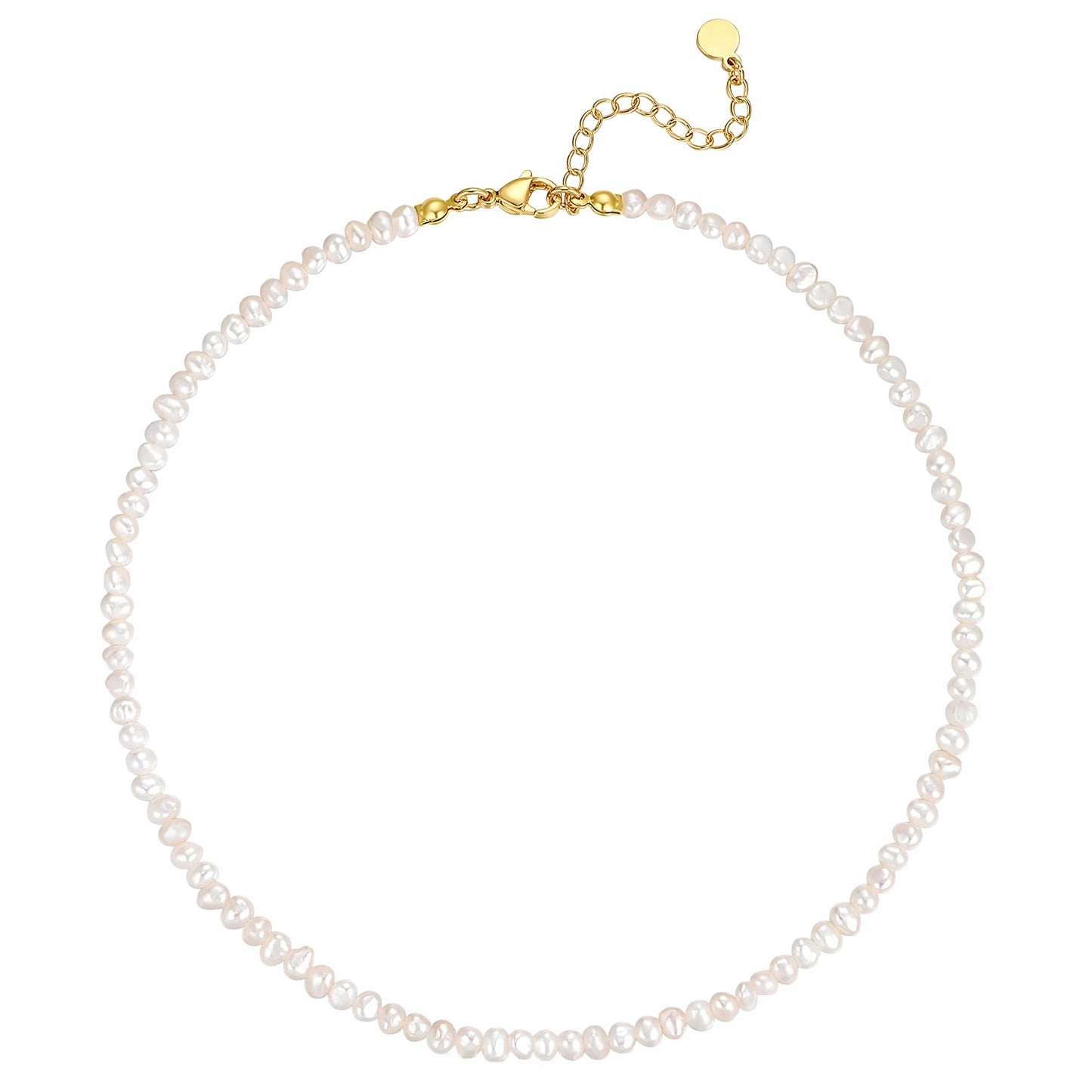 Baroque Pearl Choker Necklace – 3-4mm Freshwater Pearls 16"