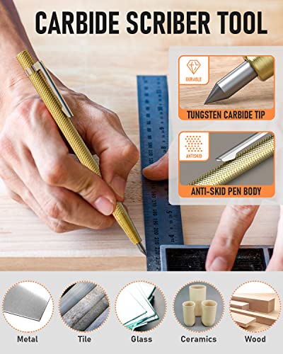 Micro 31 Pack Carpenter Pencil Set with Sharpener, Mechanical Carpenter Pencils with 128PCS Refills and Carbide Scribe Tool, Heavy Duty Construction Pencils for Architect Woodworking-With Canvas Case