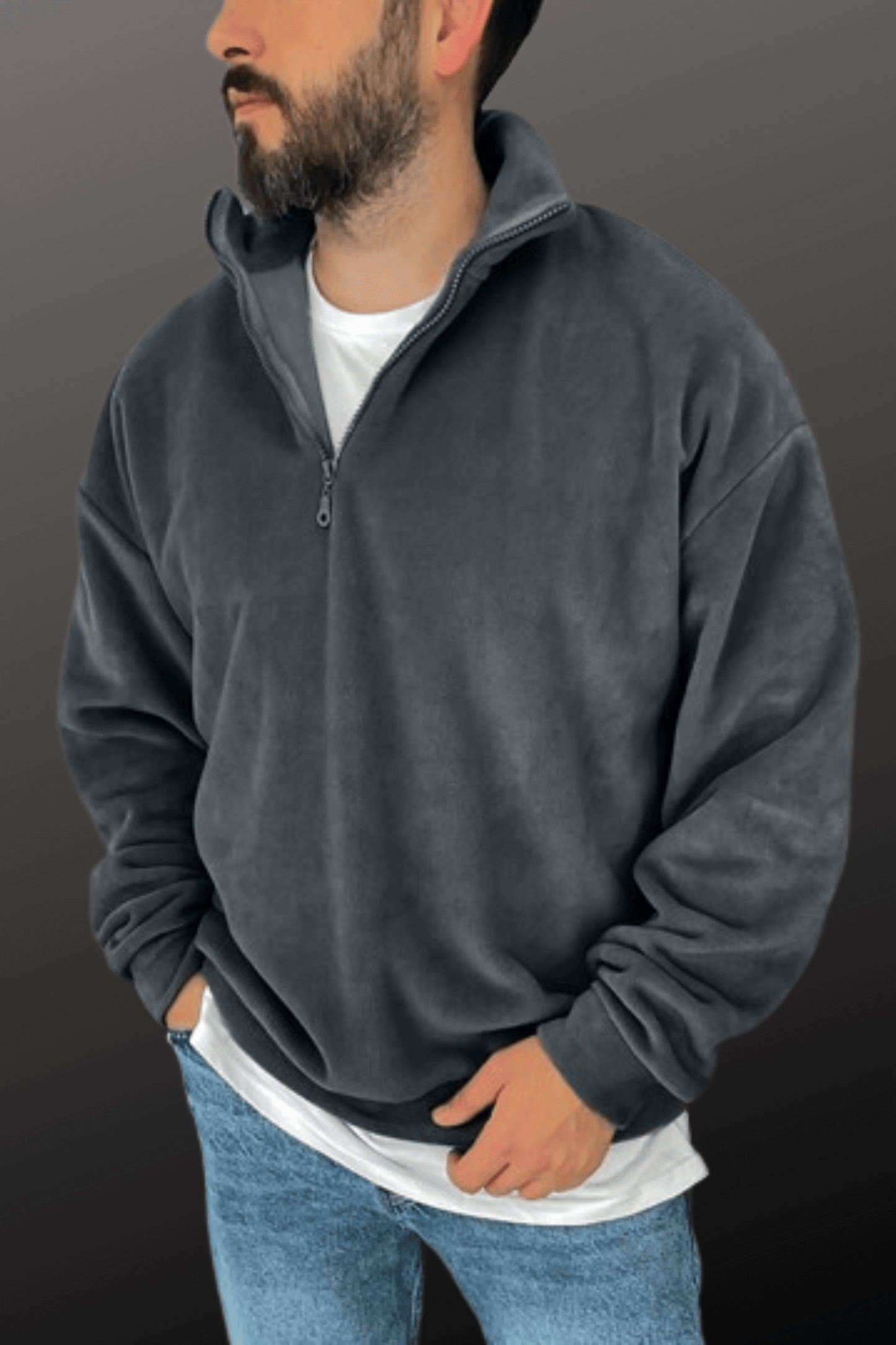 Laidback Vibes: Men's Half-Zip Casual Sweatshirt