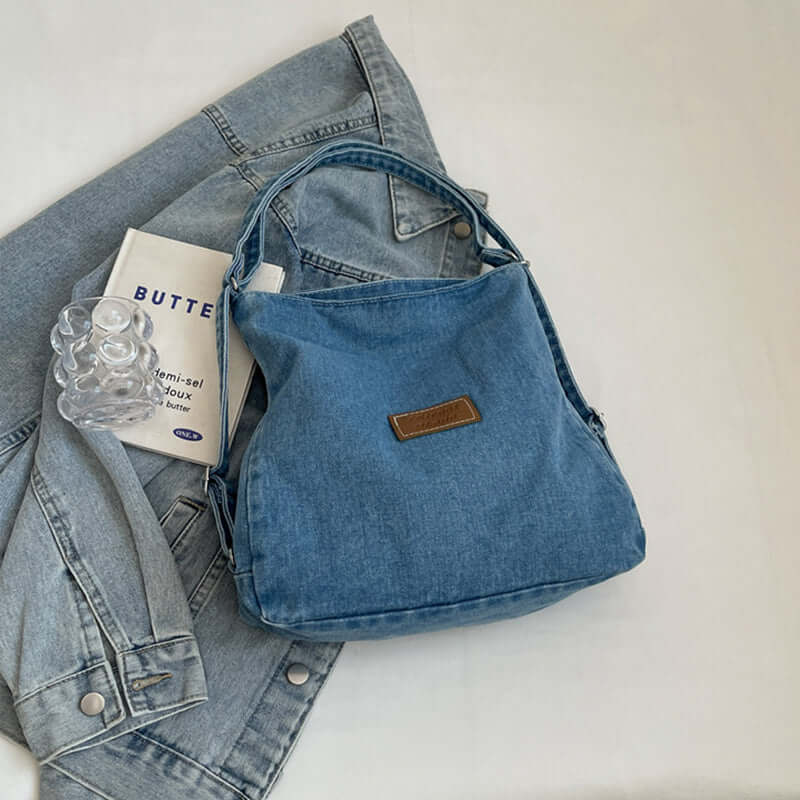 Denim Chic: Adjustable Strap Shoulder Bag