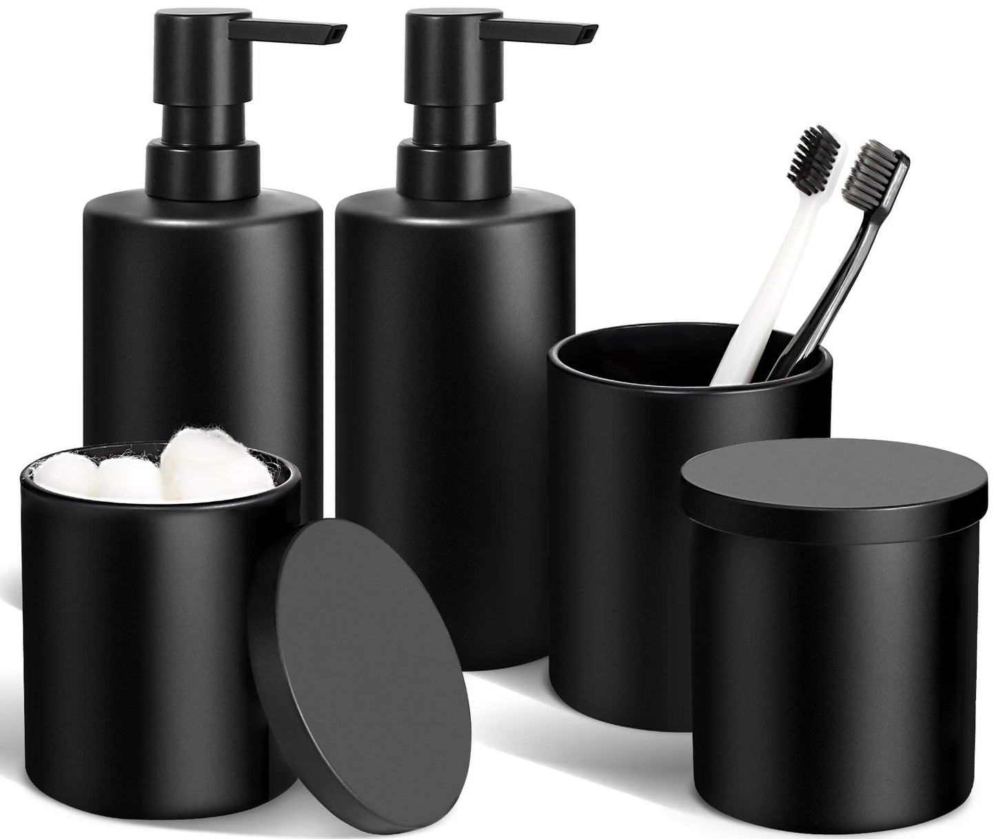 Matte Black Elegance: 5-Piece Bathroom Accessory Set