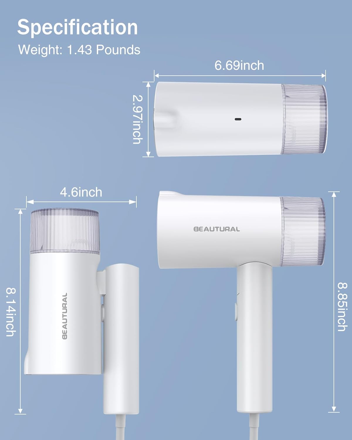 Portable Foldable Handheld Steamer 30-Second Fast Heat-up -120V