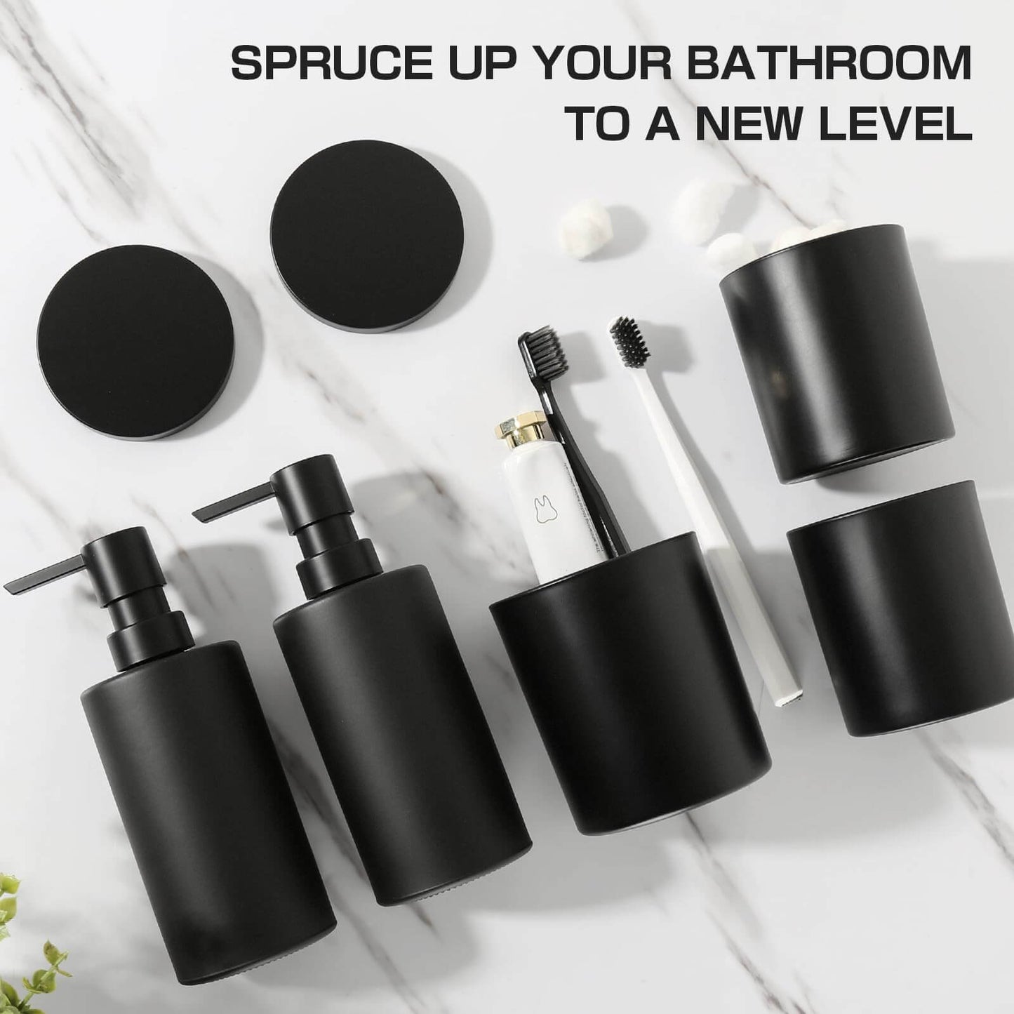 Matte Black Elegance: 5-Piece Bathroom Accessory Set