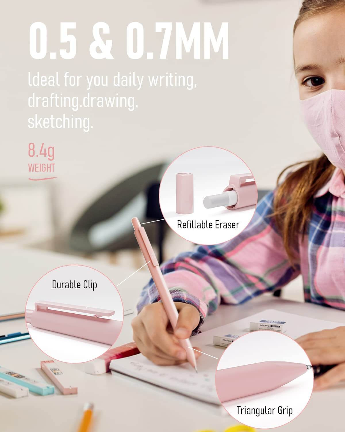 Charming Creations: 39-Piece Aesthetic School Supplies Set with Spacious Pen Case