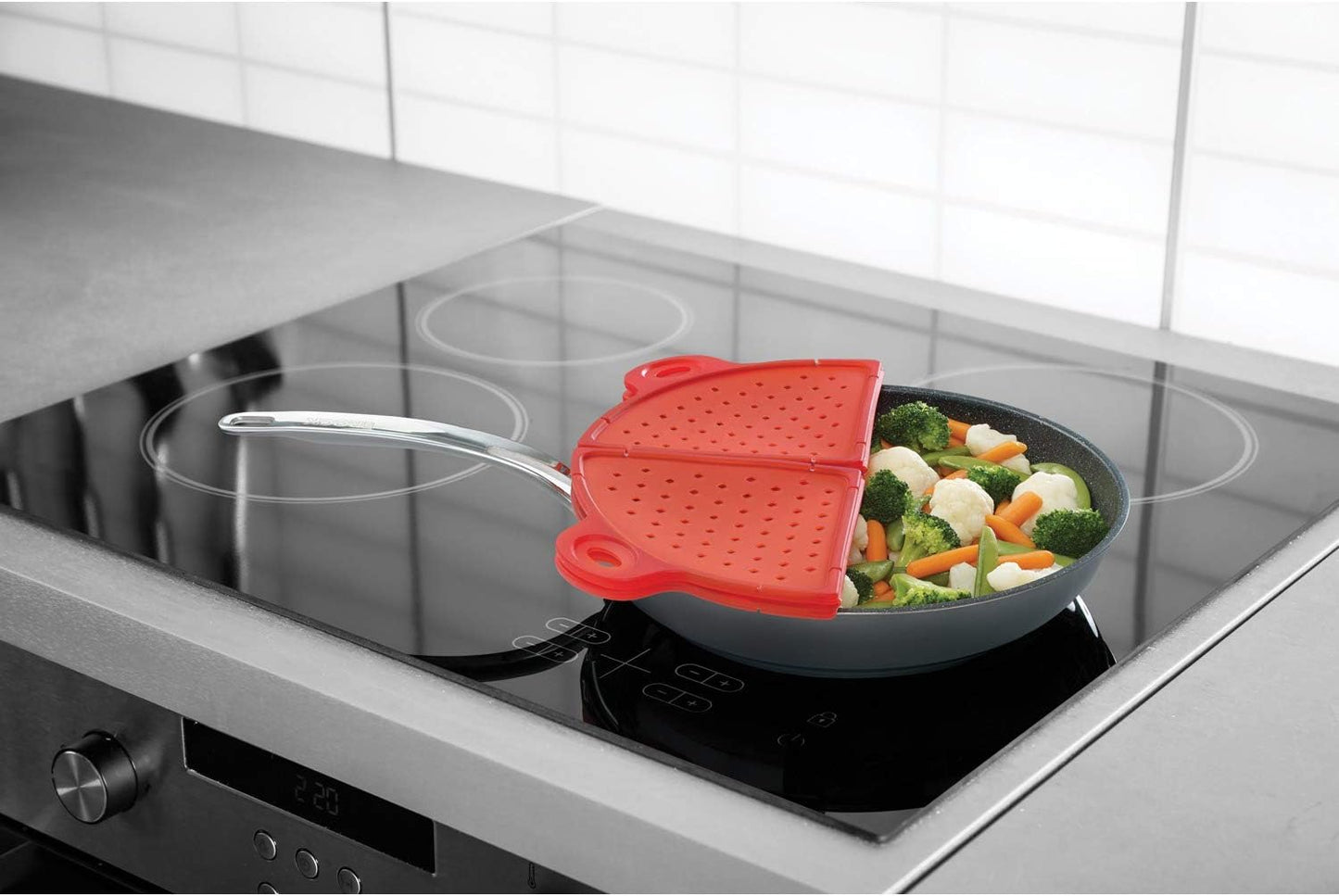 Starfrit Foldable Silicone Splatter Guard 13" Red | GreenLifeHuman Emporium