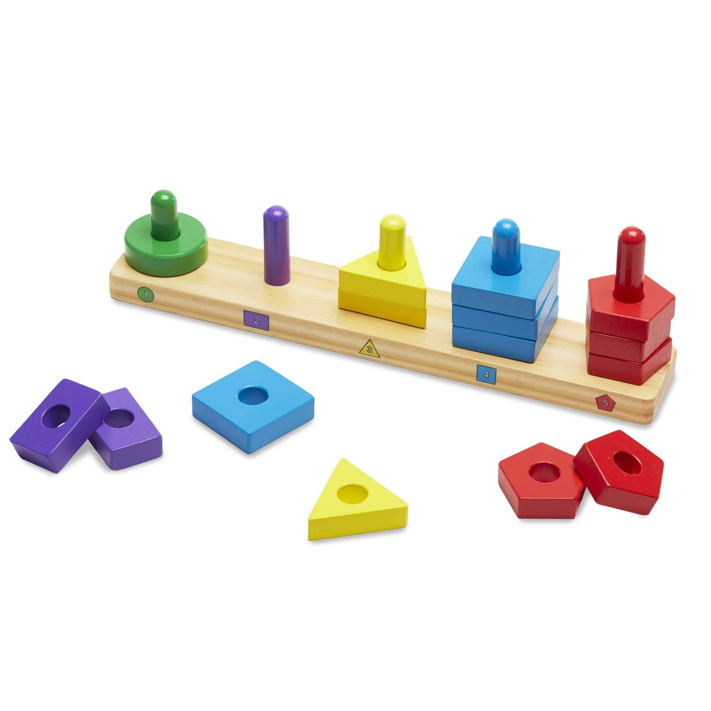 Melissa & Doug Stack and Sort Board (Wooden Educational Toy With 15 Solid Wood Pieces)