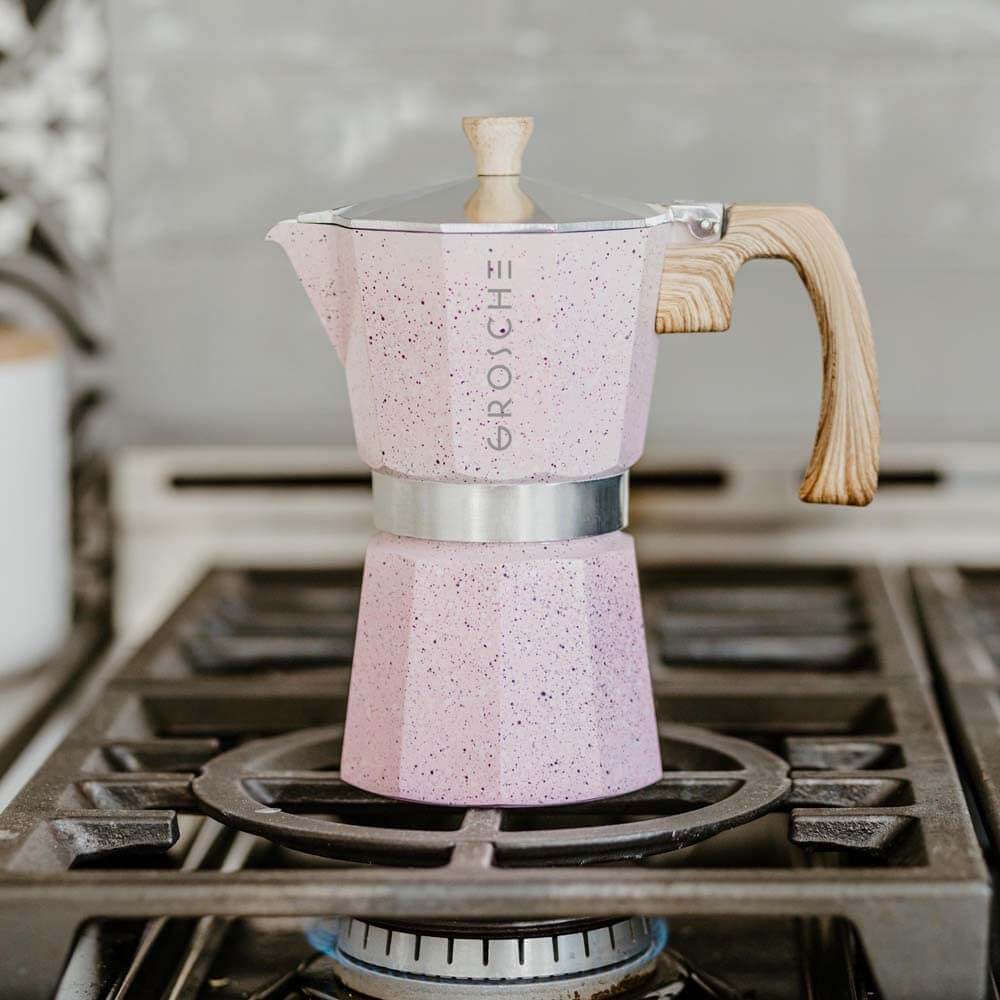 GROSCHE Milano Stovetop Moka Espresso Maker (Pink)