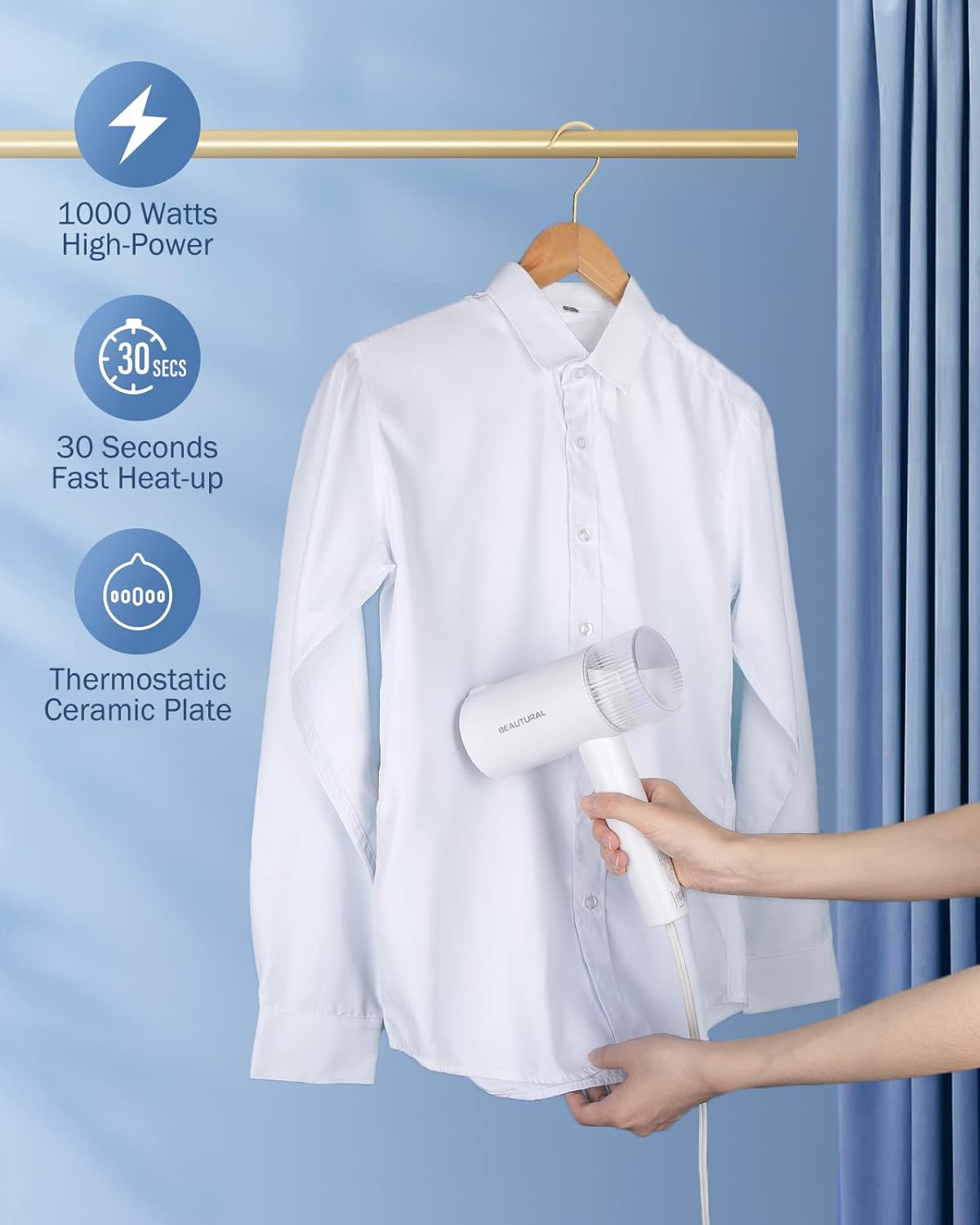 Portable Foldable Handheld Steamer 30-Second Fast Heat-up -120V
