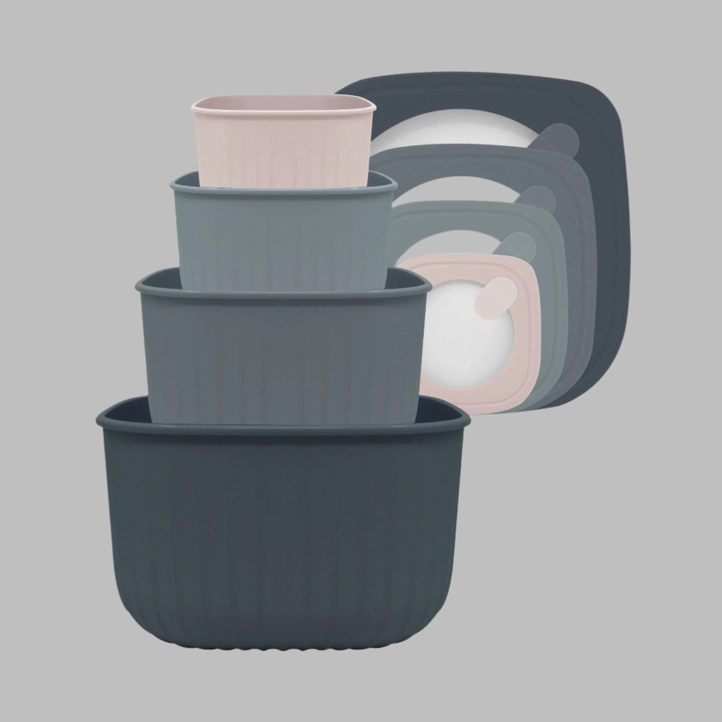 Heavy Duty BPA-Free Mixing Bowls Set of 4 (Grey)
