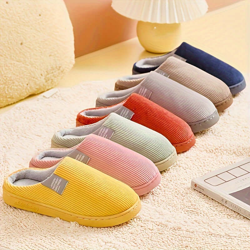 Anti-Slip Soft Plush Cozy Ribbed Corduroy House Slippers | GreenLifeHuman Emporium