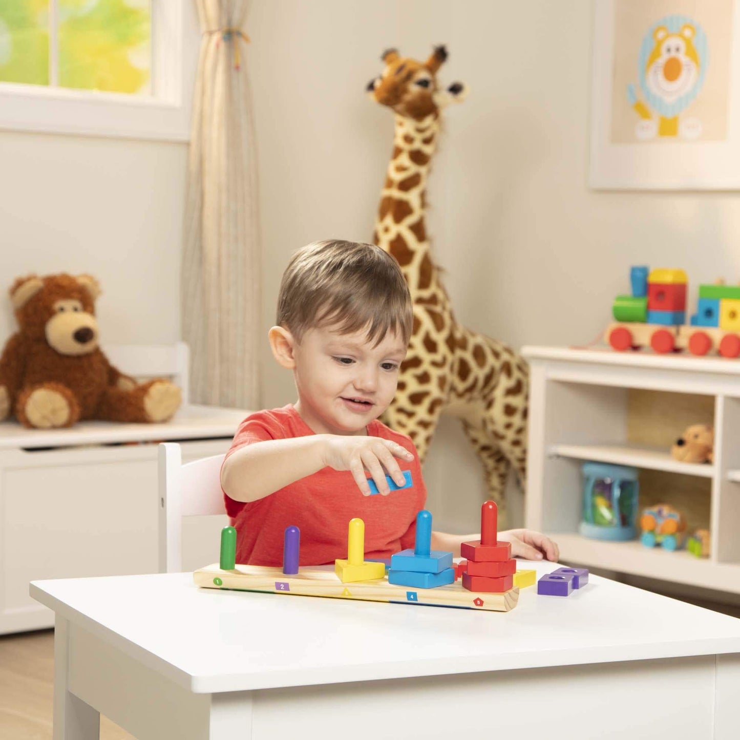 Melissa & Doug Stack and Sort Board (Wooden Educational Toy With 15 Solid Wood Pieces)