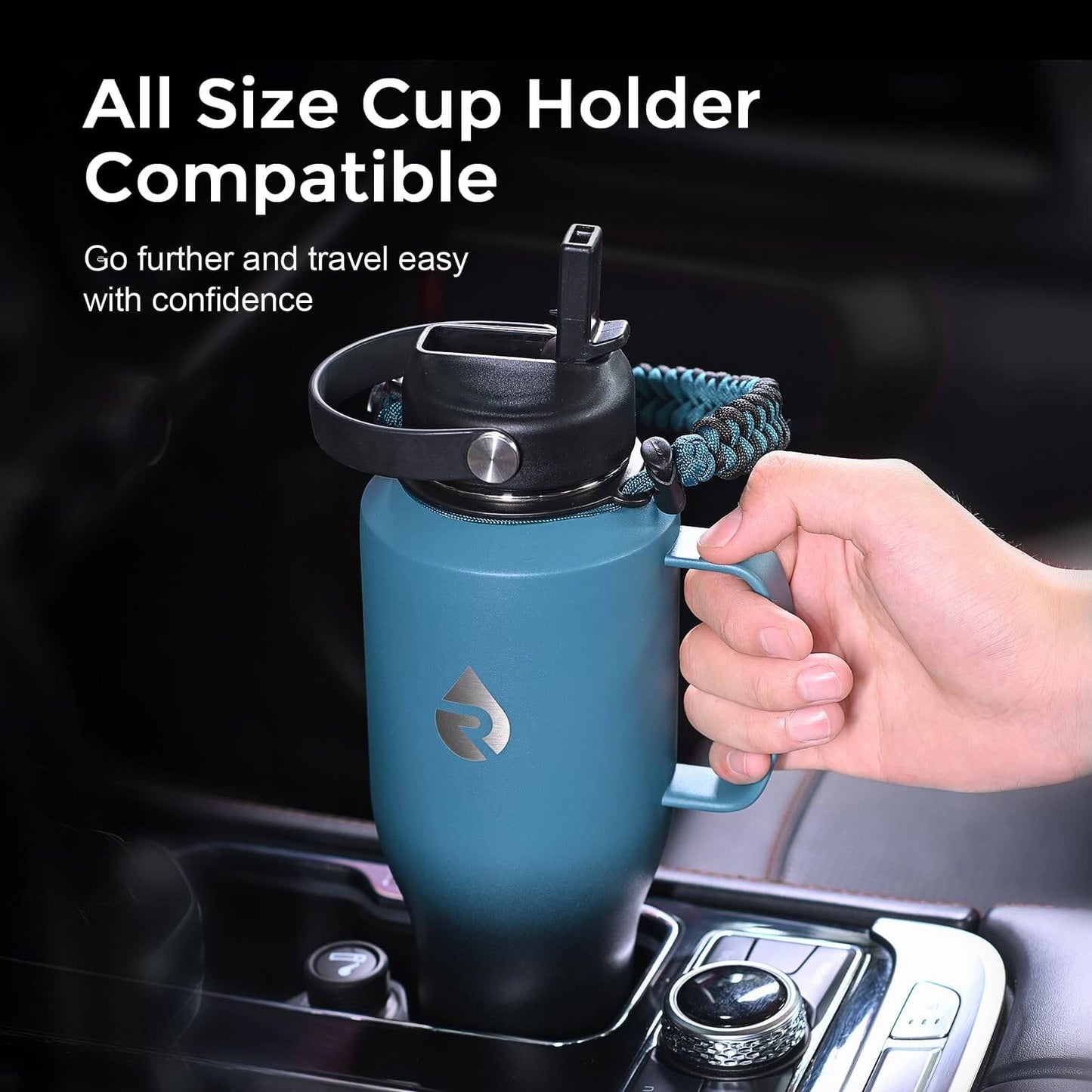 Adventure-Ready: 40oz Insulated Tumbler with Handle, Straw Lid & Paracord
