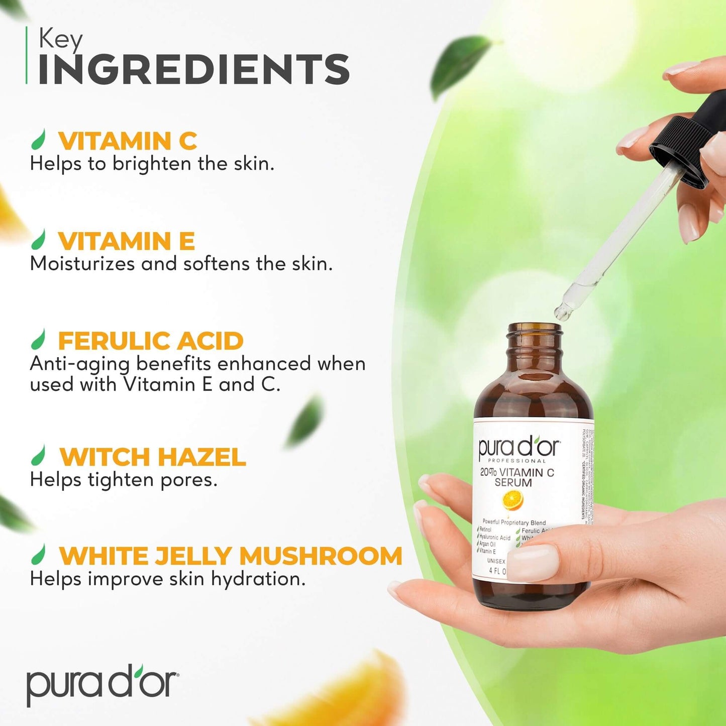 Age-Defying: PURA D'OR Vitamin C Serum 4oz – Lightweight Formula for Glowing Skin