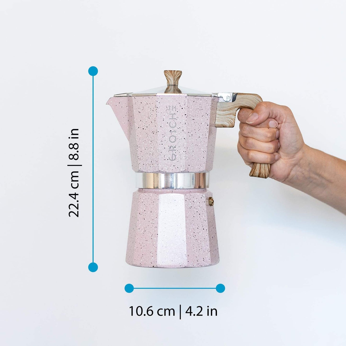 GROSCHE Milano Stovetop Moka Espresso Maker (Pink)
