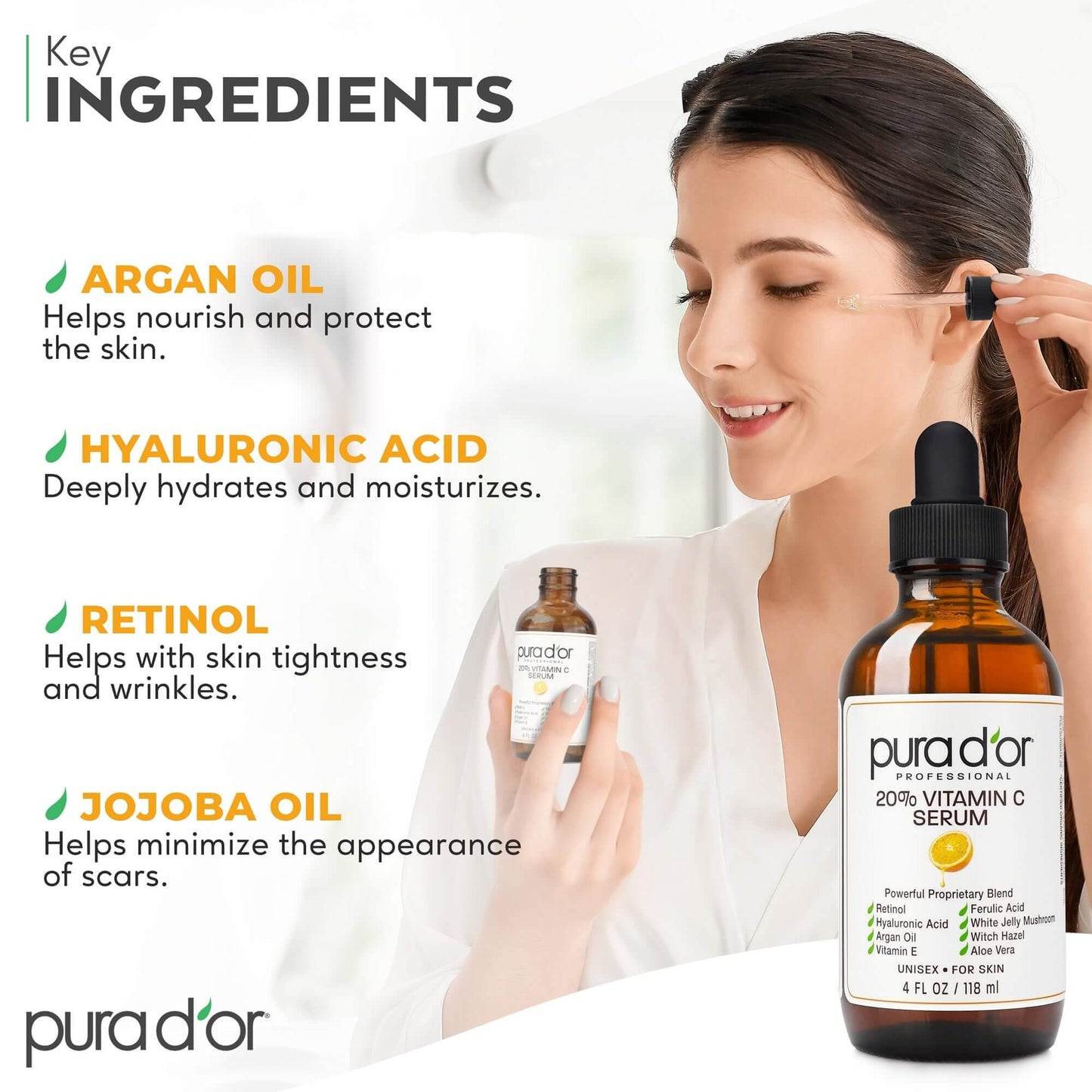 Age-Defying: PURA D'OR Vitamin C Serum 4oz – Lightweight Formula for Glowing Skin