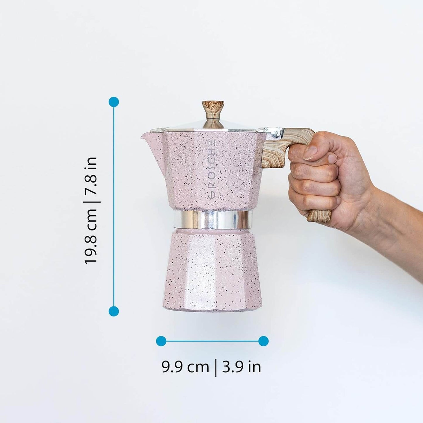 GROSCHE Milano Stovetop Moka Espresso Maker (Pink)
