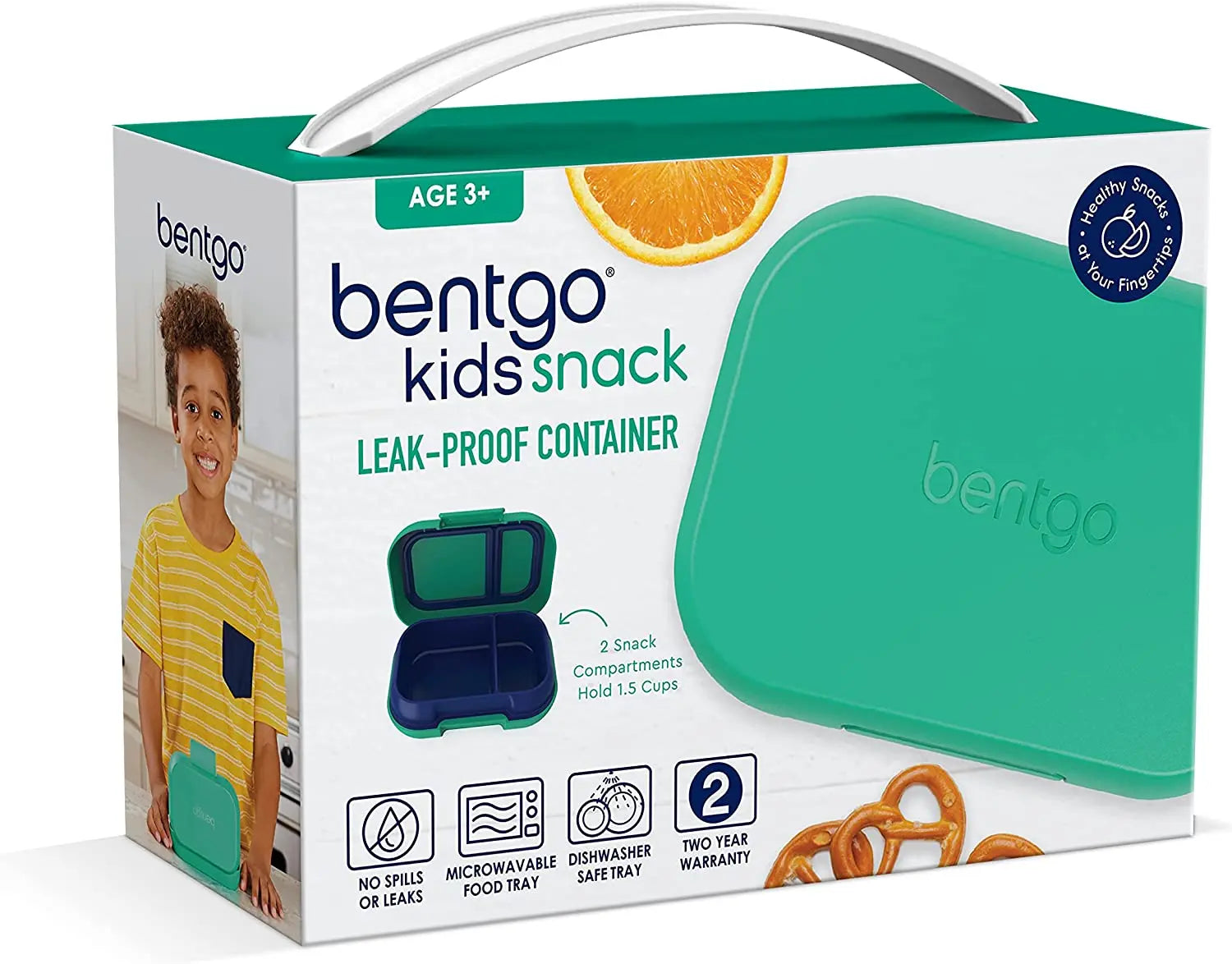 Bentgo Kids Chill Lunch & Snack Box with Removable Ice Pack, Green/Navy