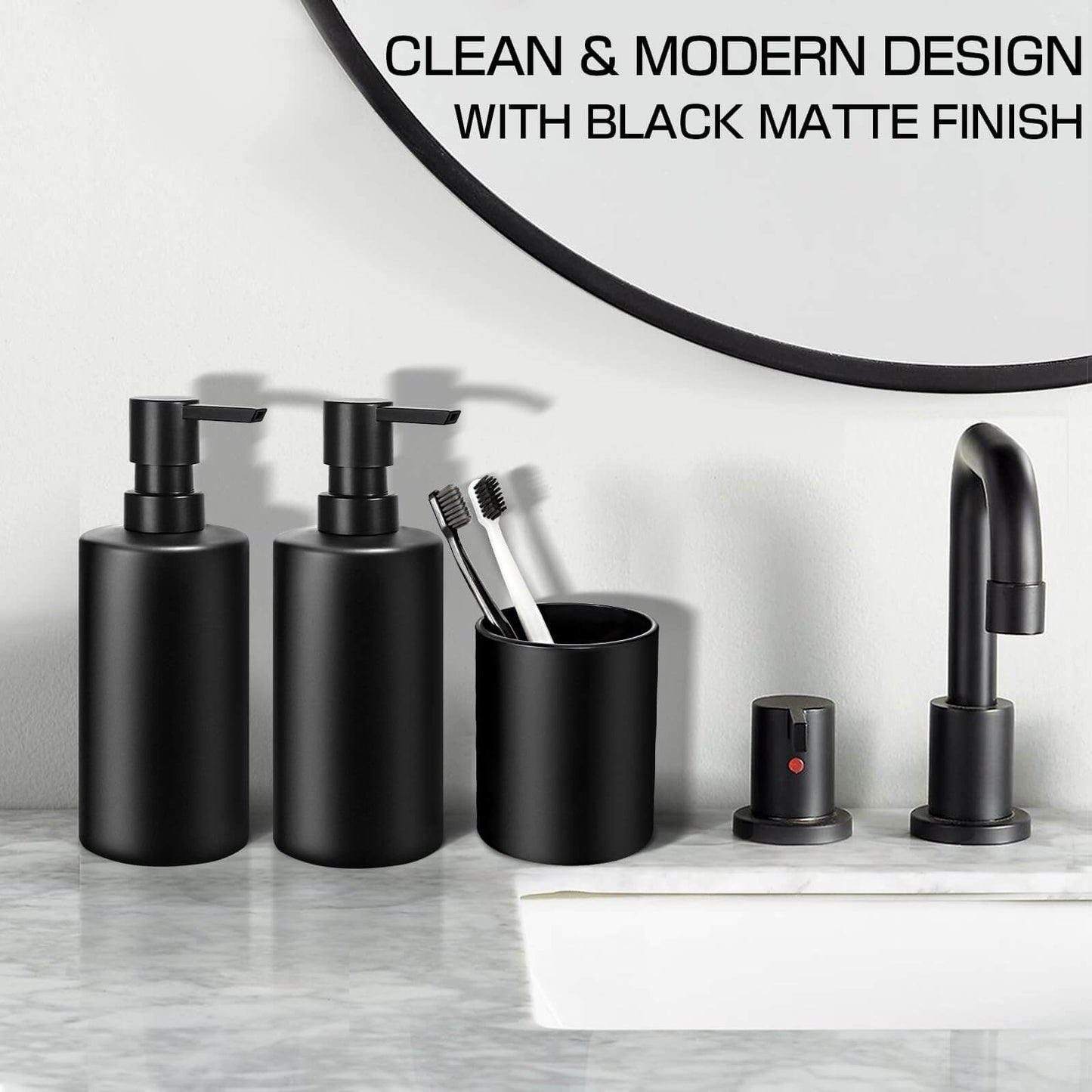 Matte Black Elegance: 5-Piece Bathroom Accessory Set