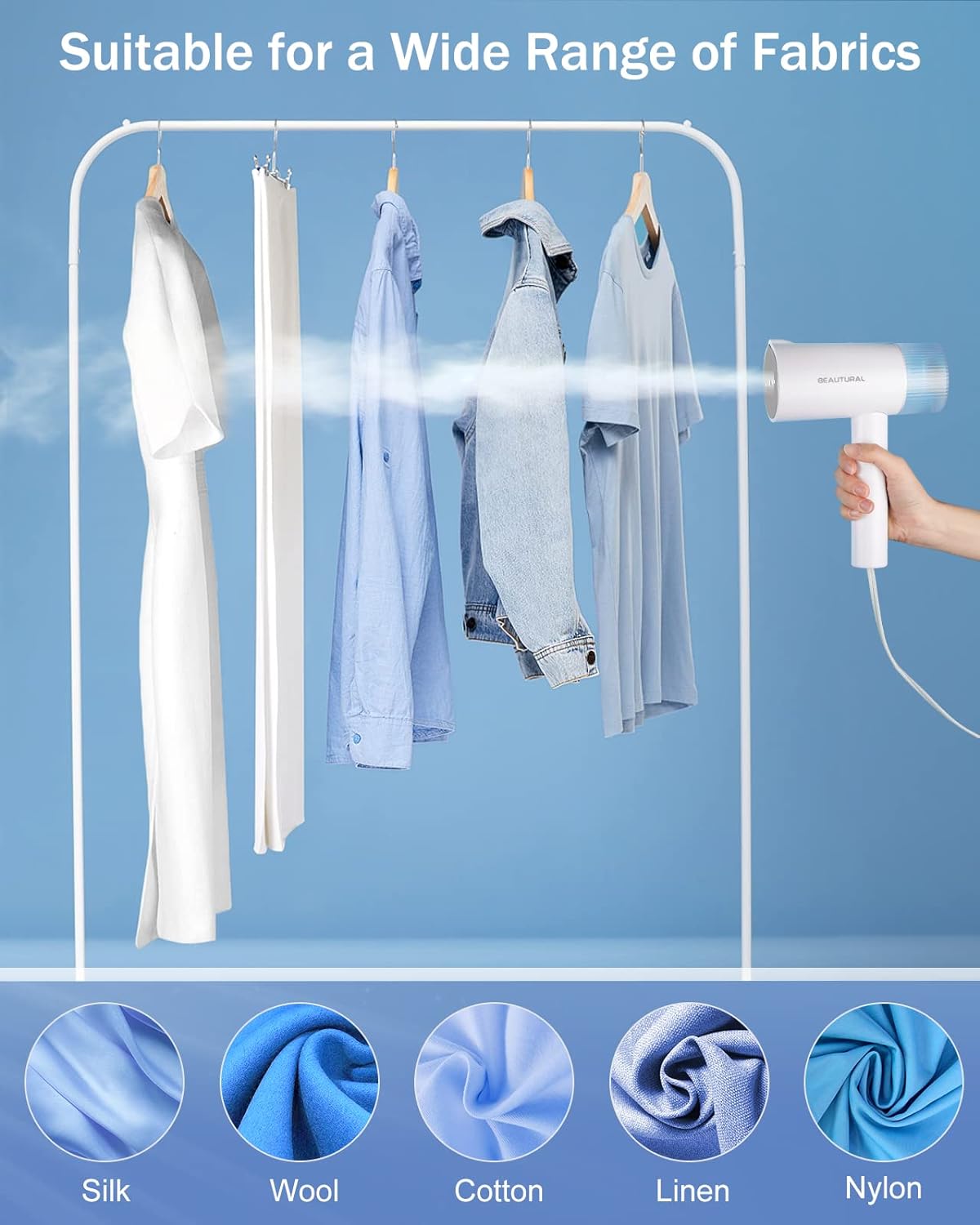 Portable Foldable Handheld Steamer 30-Second Fast Heat-up -120V