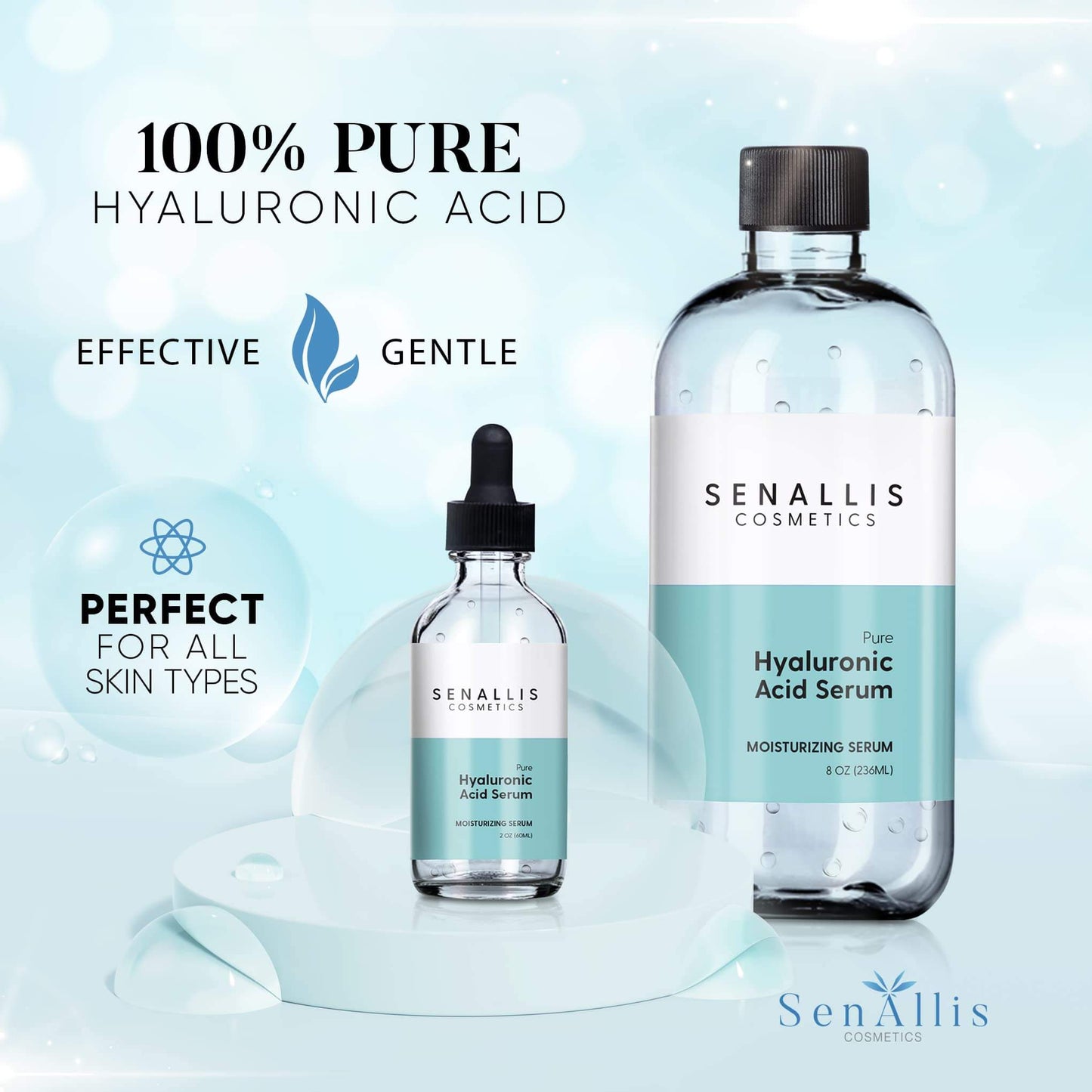 Hydration Boost: Hyaluronic Acid Serum 8oz & 2oz Pack