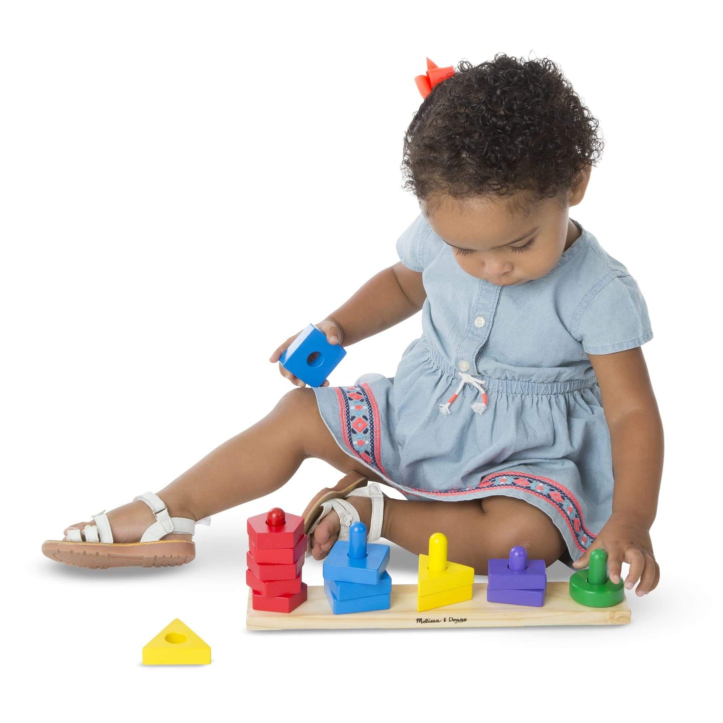 Melissa & Doug Stack and Sort Board (Wooden Educational Toy With 15 Solid Wood Pieces)