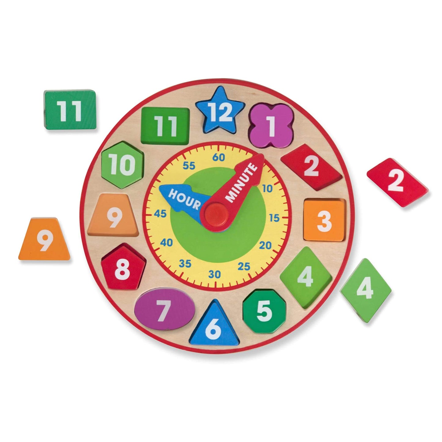Melissa & Doug Shape Sorting Clock - Wooden Educational Toy 3+