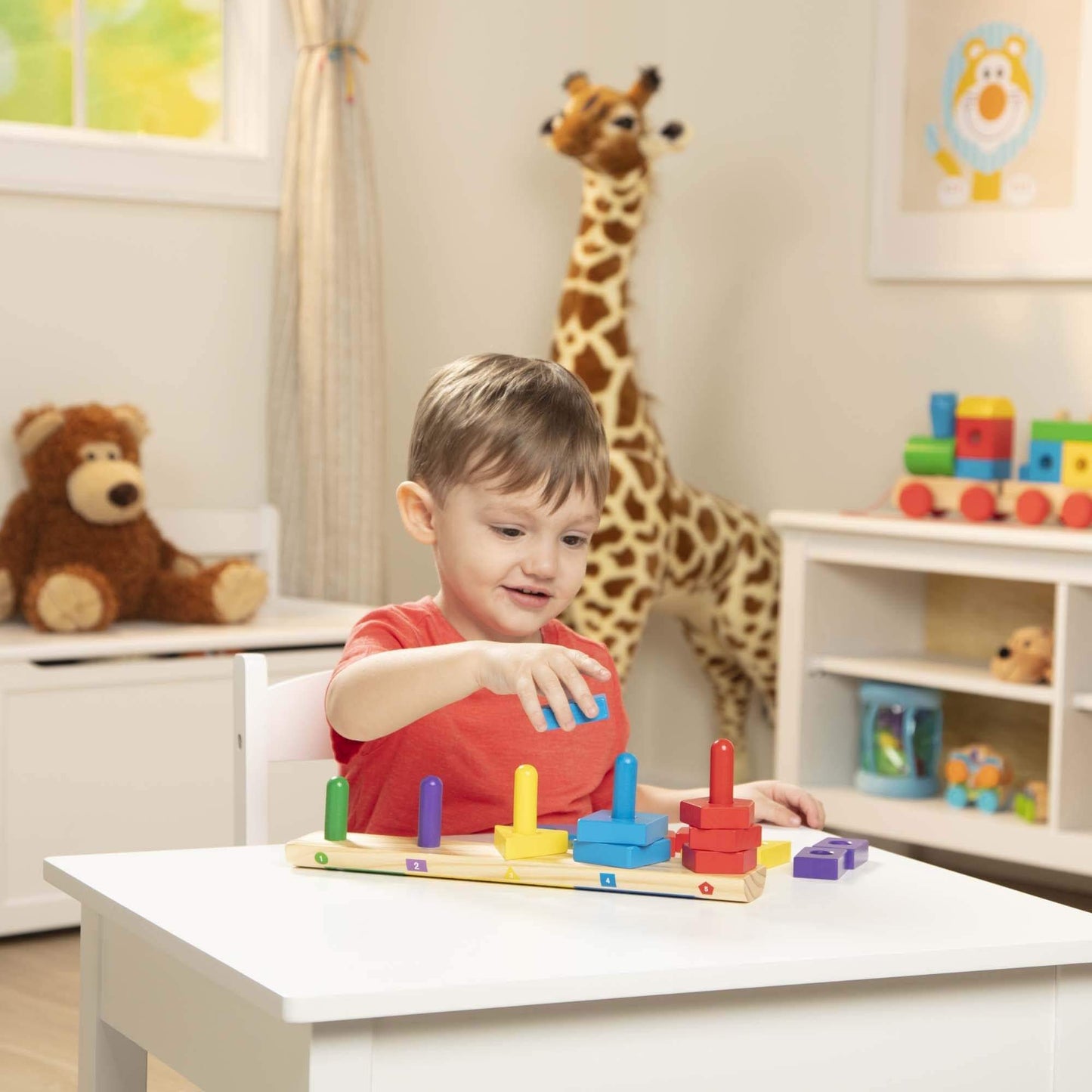 Melissa & Doug Stack and Sort Board (Wooden Educational Toy With 15 Solid Wood Pieces)