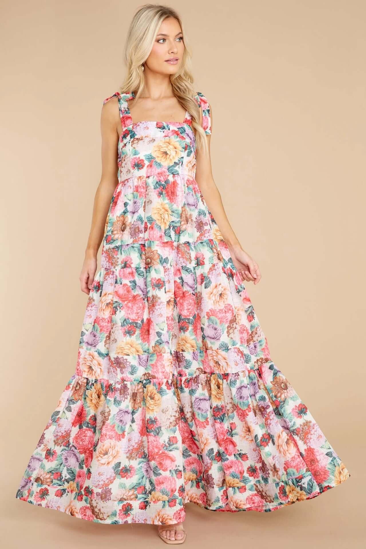 Ethereal Blooms: Floral Wide Strap Maxi Dress