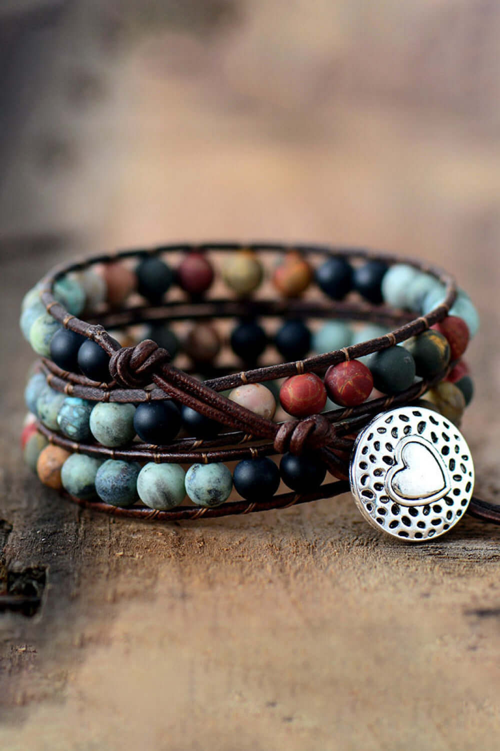 Handmade Layered Agate Bead Bracelet