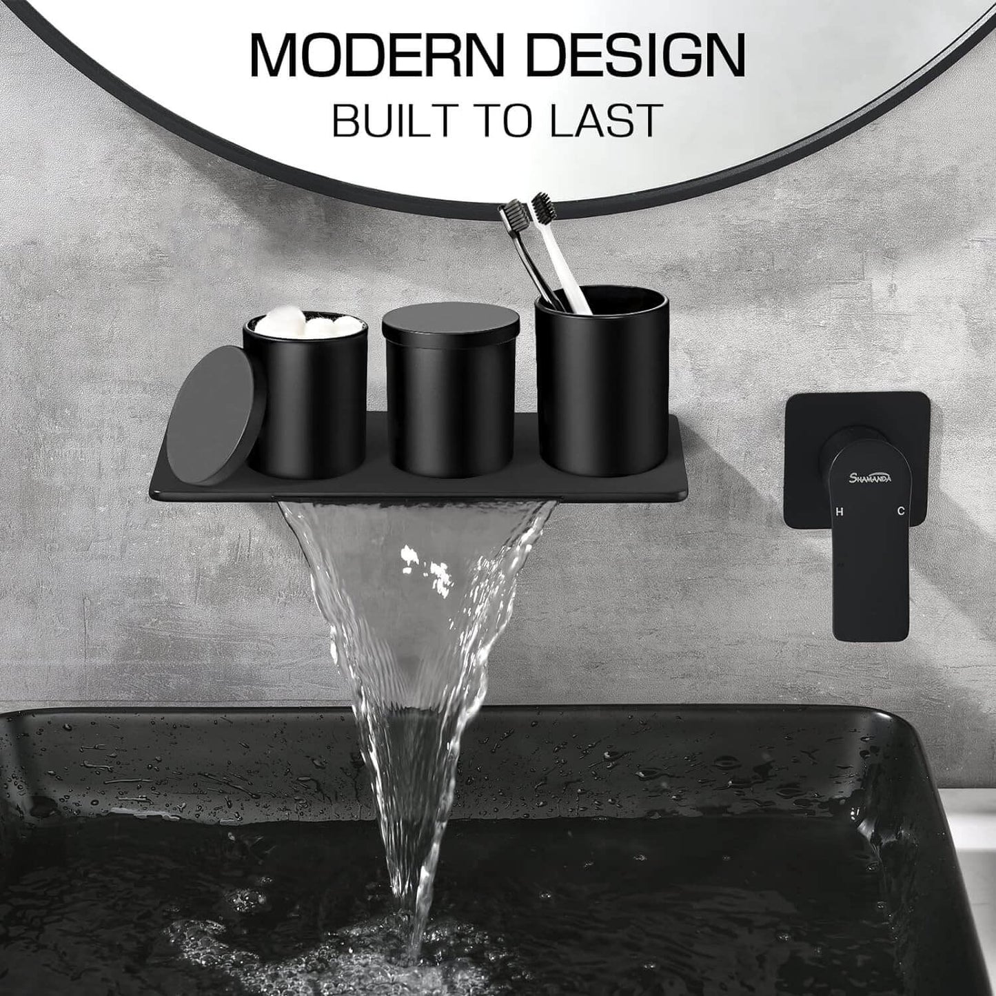 Matte Black Elegance: 5-Piece Bathroom Accessory Set