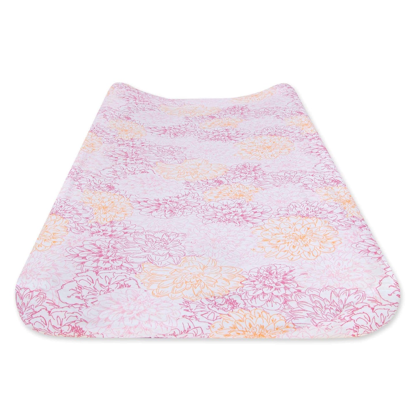 Burt's Bees Baby - Changing Pad Cover, Pattern & Stripe 100% Organic Cotton Changing Pad Liner for Standard 16" x 32" Baby Changing Mats (Peach Floral)