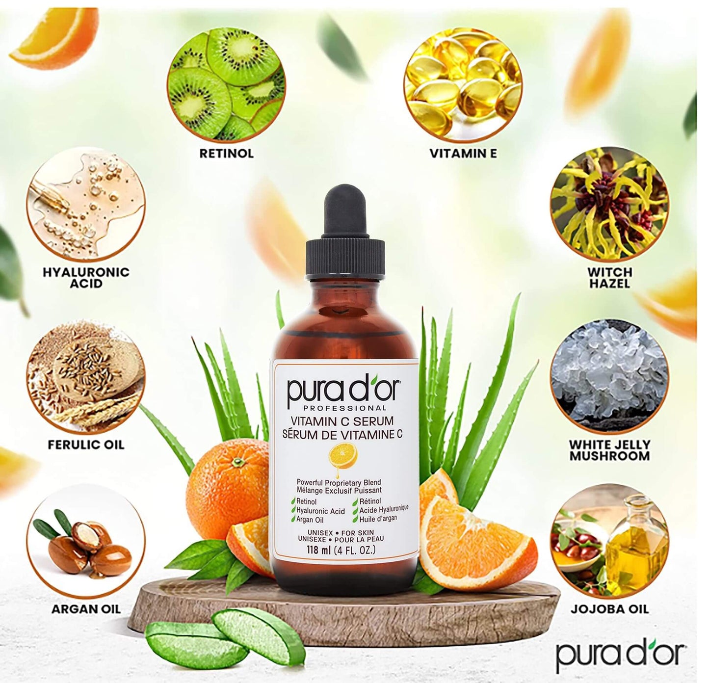 Age-Defying: PURA D'OR Vitamin C Serum 4oz – Lightweight Formula for Glowing Skin